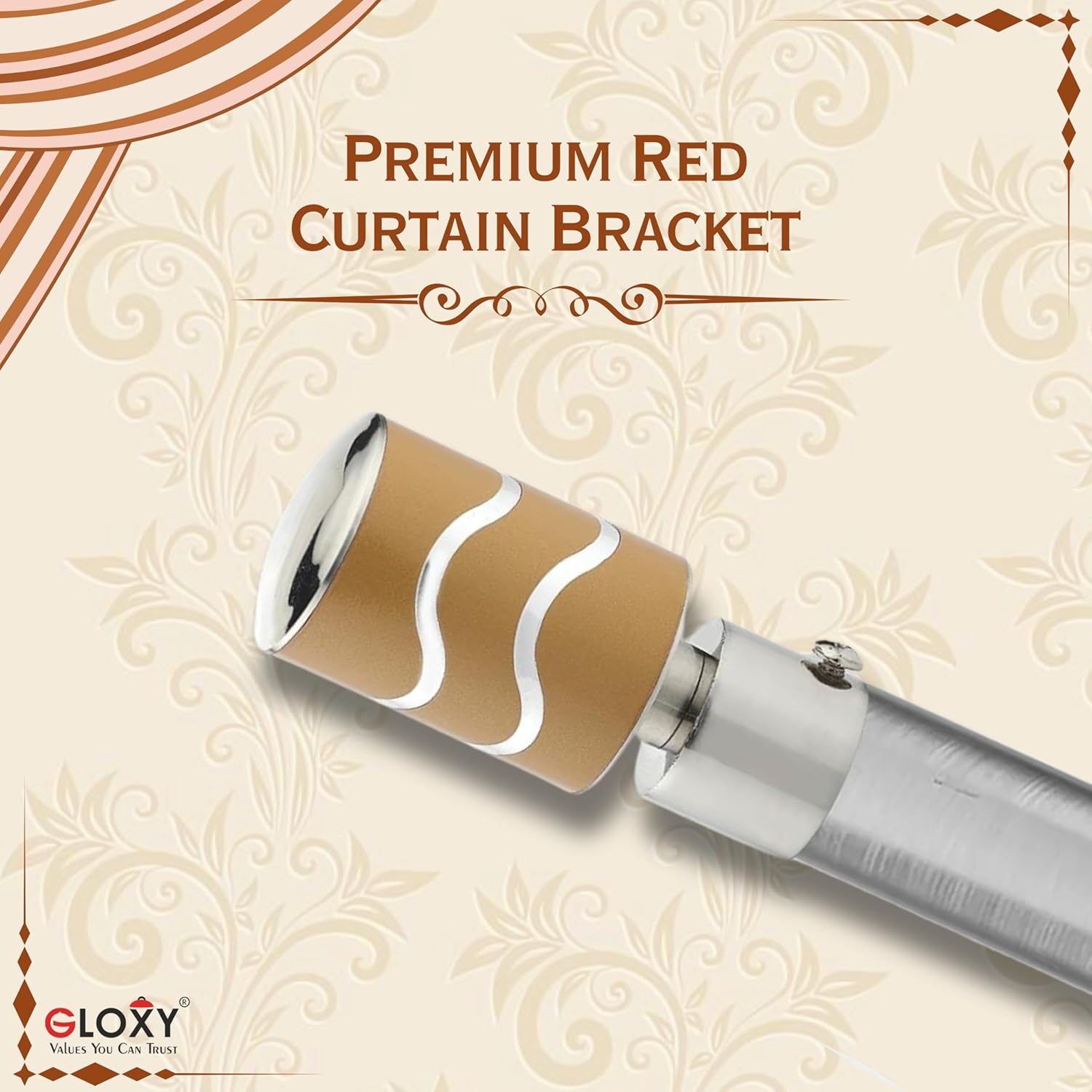 2 Line Aluminium Curtain Bracket with Support(Mustard)-by GLOXY®