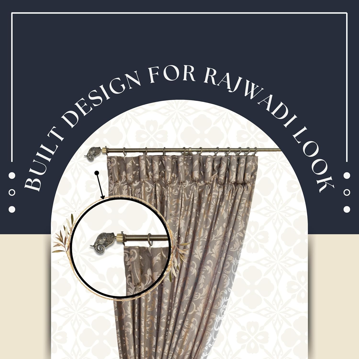 Rajwada Royal Aluminium Curtain Bracket with Talwar Support (Antique)-by GLOXY®