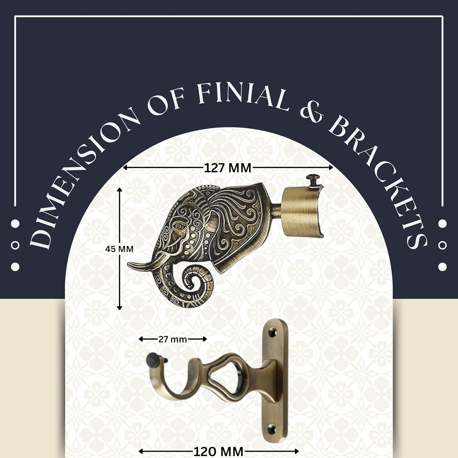 Rajwada Royal Aluminium Curtain Bracket with Double Rod Support (Antique)-by GLOXY®