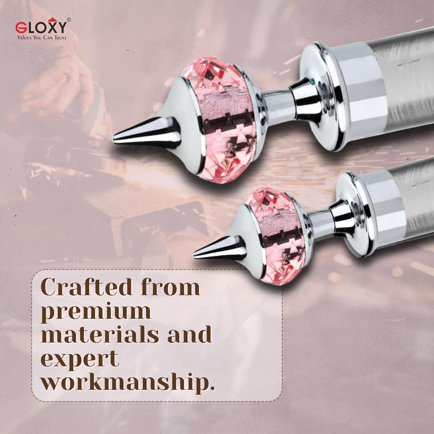 Single Diamond Aluminium Curtain Bracket with Support(Silver Mix Pink)-by GLOXY®