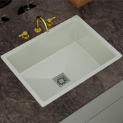 Gloxy Stainless Steel Handmade Exclusive Single Bowl Kitchen Sink/Quartz Sink For Kitchen/Non-Fading With Uv Protection/Undermount/Topmount (White, 24x18)