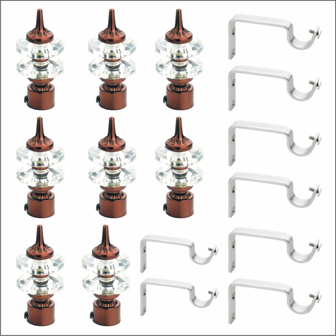 Double Diamond Aluminium Curtain Bracket with Support(Coffee)