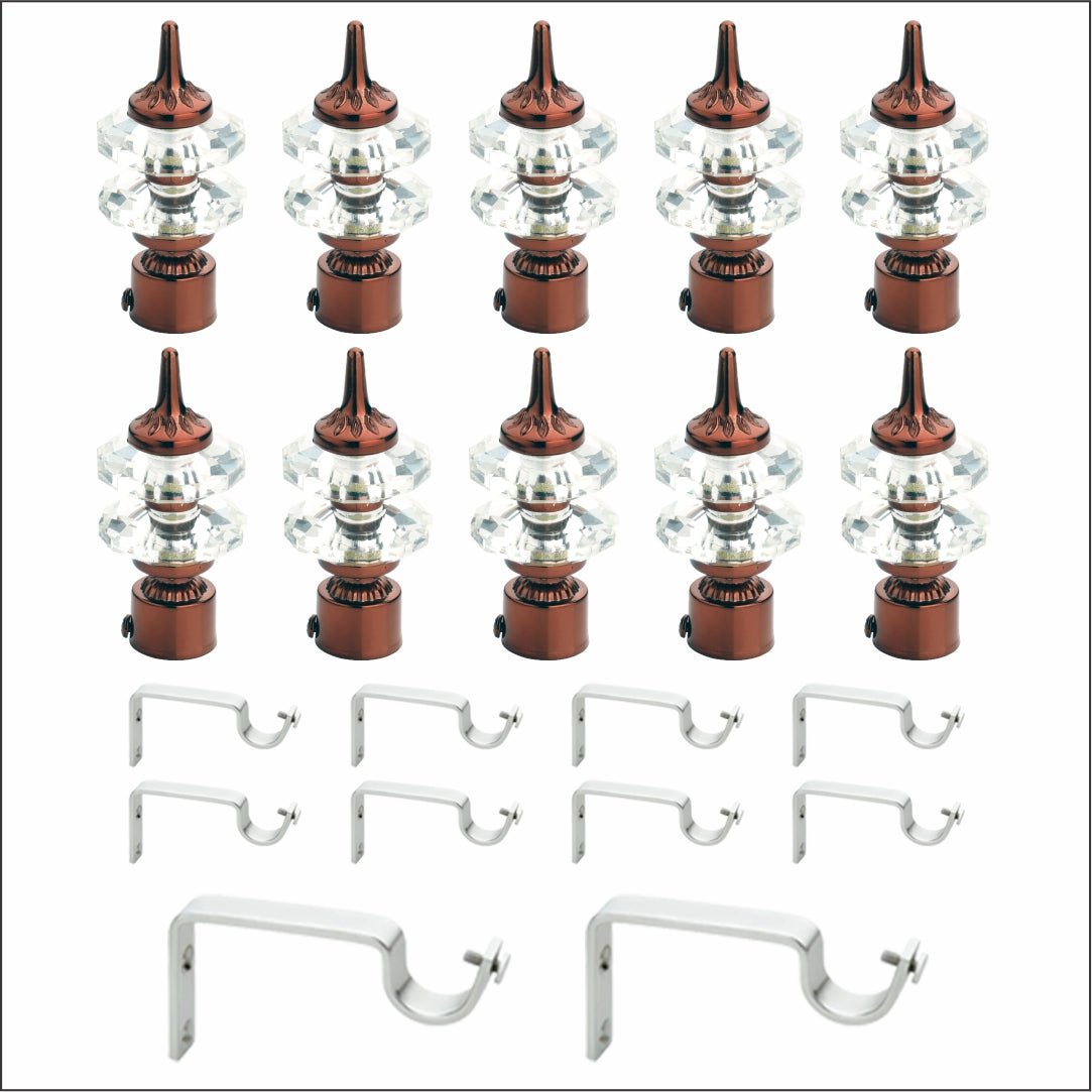 Double Diamond Aluminium Curtain Bracket with Support(Coffee)