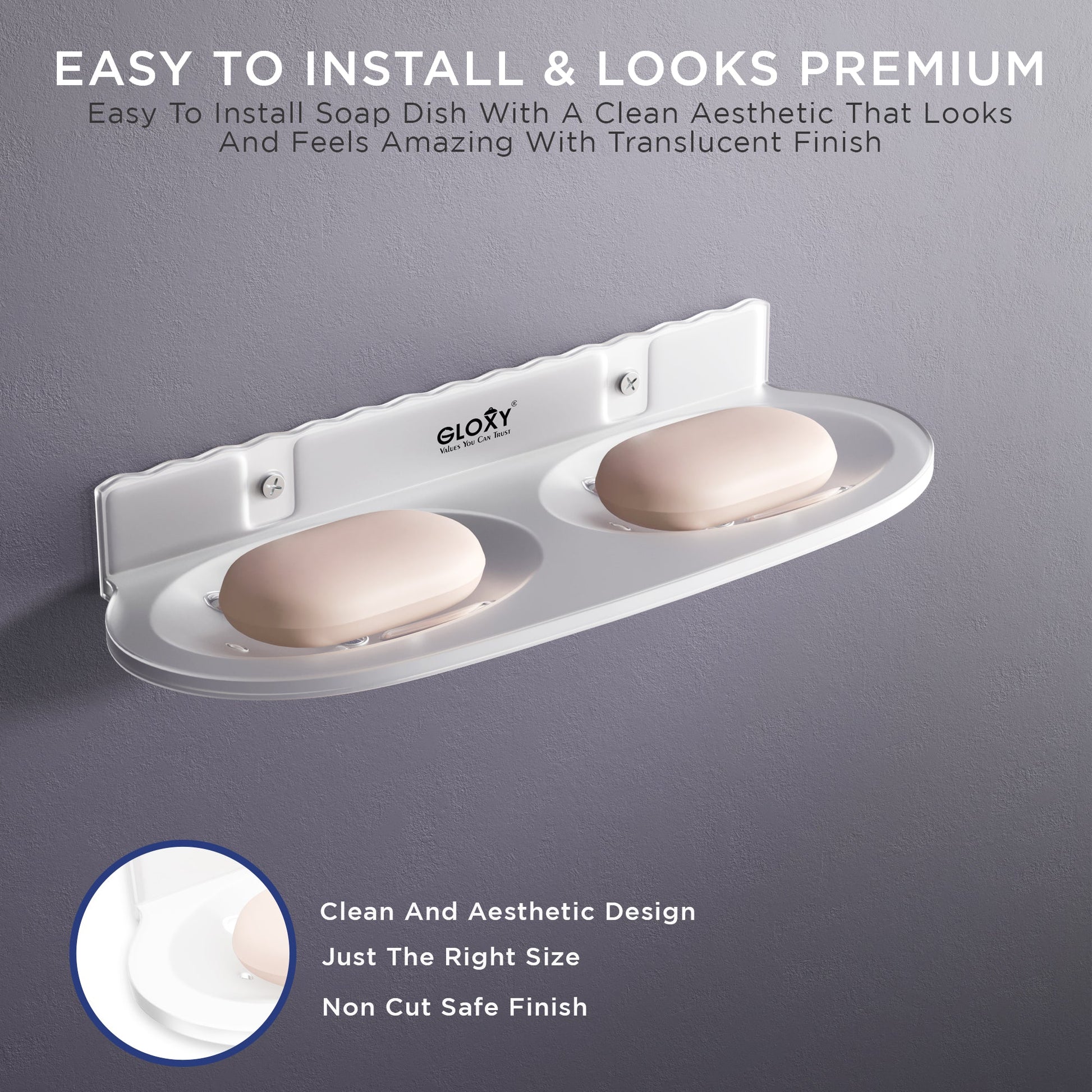 GLOXY® Unbreakable Oval shape Double Soap Dish for Bathroom & Kitchen