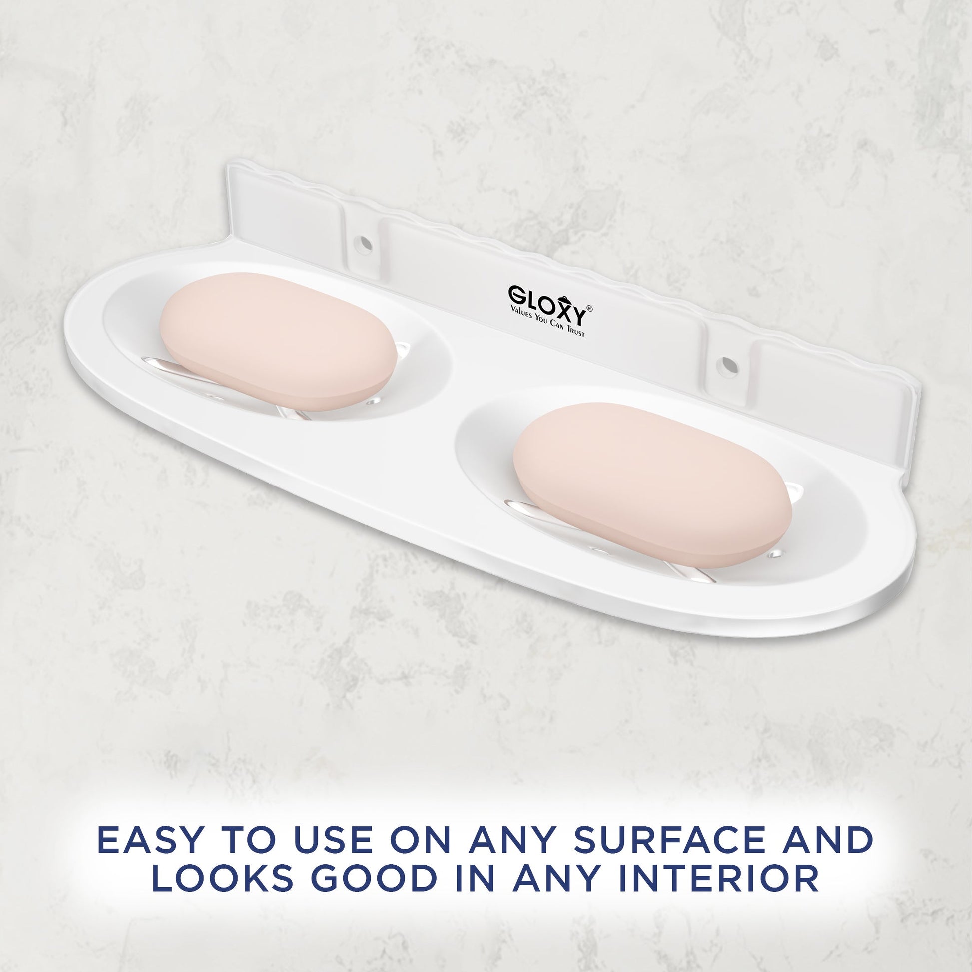 GLOXY® Unbreakable Oval shape Double Soap Dish for Bathroom & Kitchen