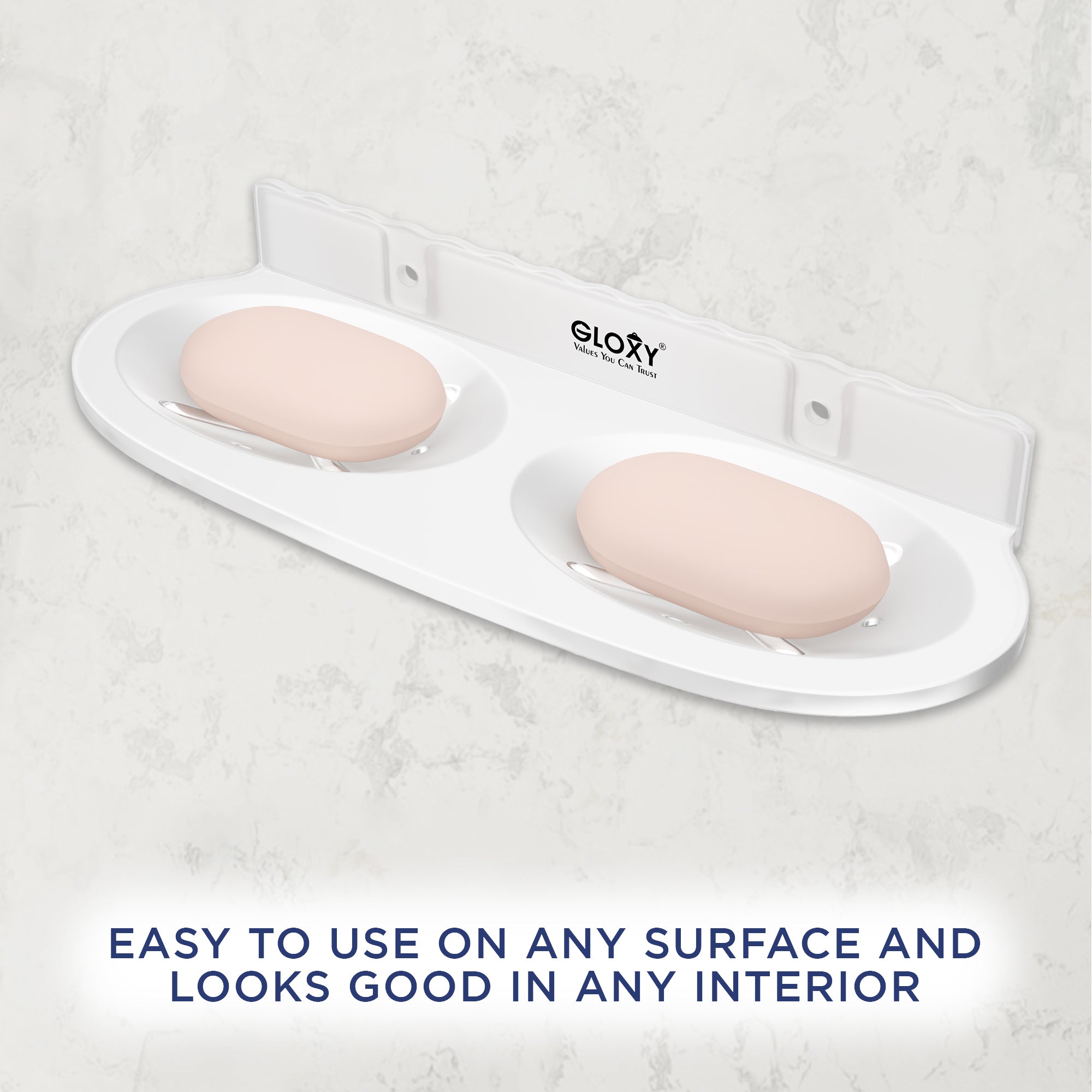 GLOXY® Unbreakable Oval shape Double Soap Dish for Bathroom & Kitchen