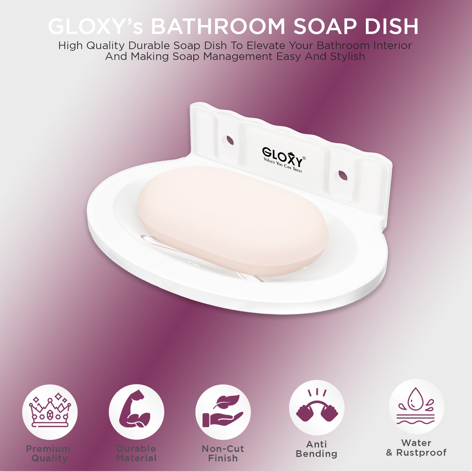 Unbreakable Oval shape Wall Mount Soap Dish for Bathroom & Kitchen