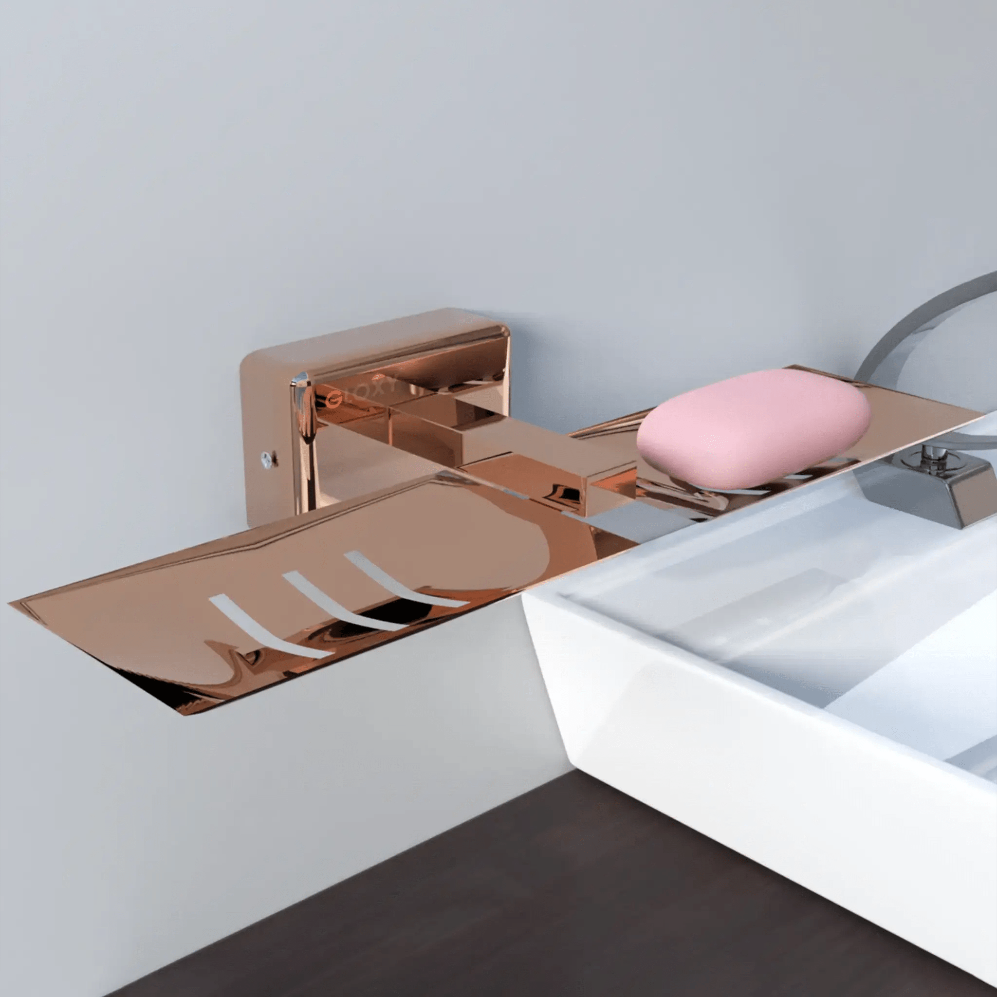 Gloxy Square Shape Stainless Steel 304 Grade Copper Finish Double Soap Holder