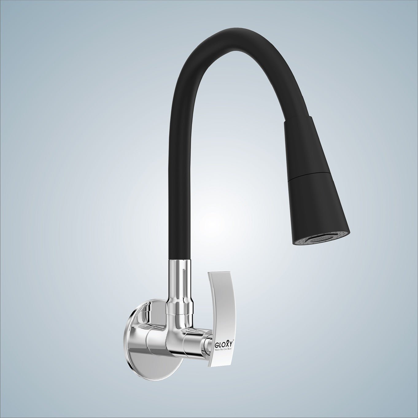 Gloxy Touch Series Dual Flow Brass Wall Mount 360° Flexible Swivel Faucet-Black Finish