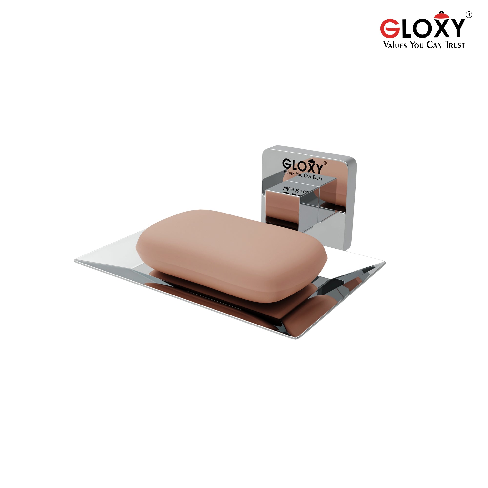 Stainless Steel Square Shape Single Soap Holder- by GLOXY®