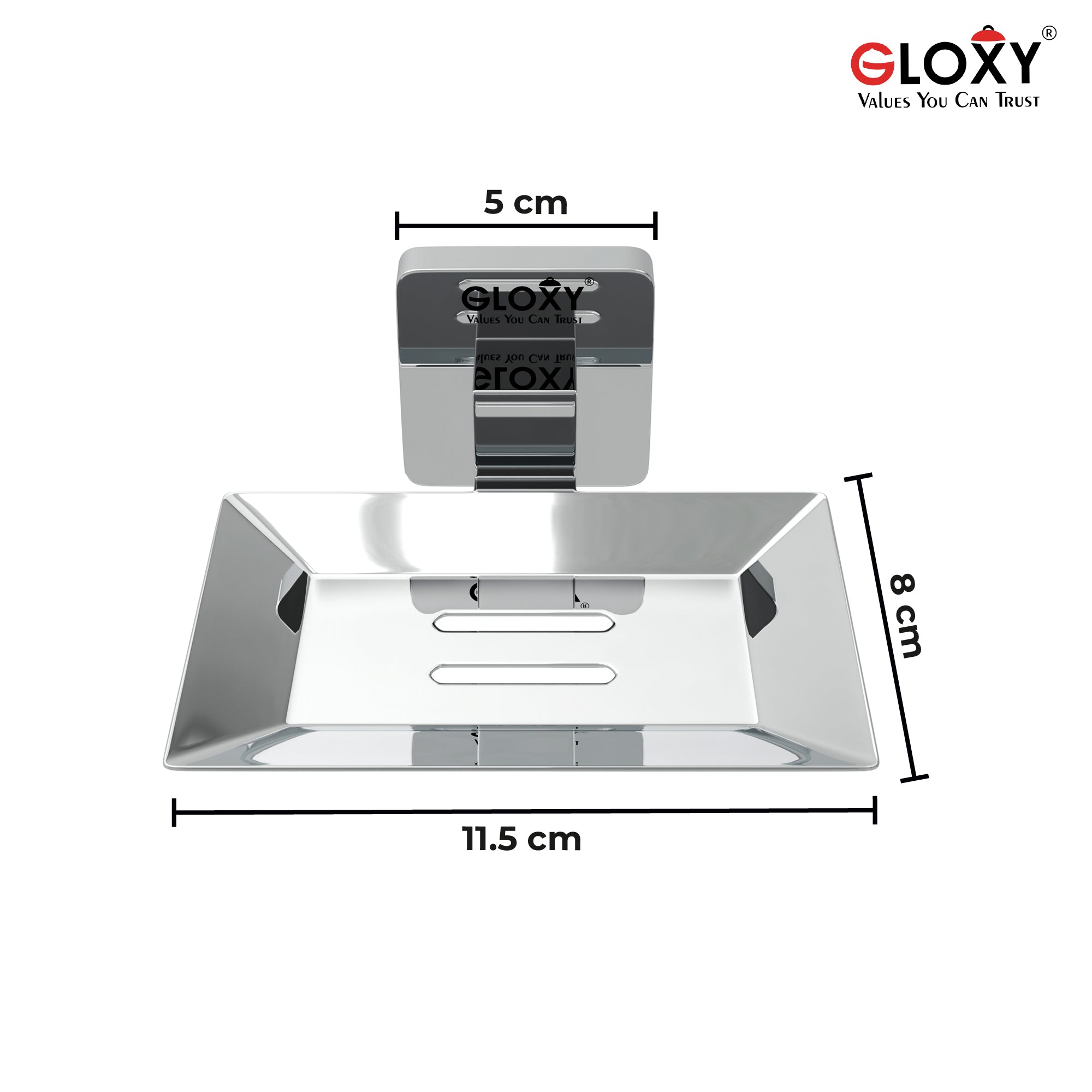 Stainless Steel Square Shape Single Soap Holder- by GLOXY®