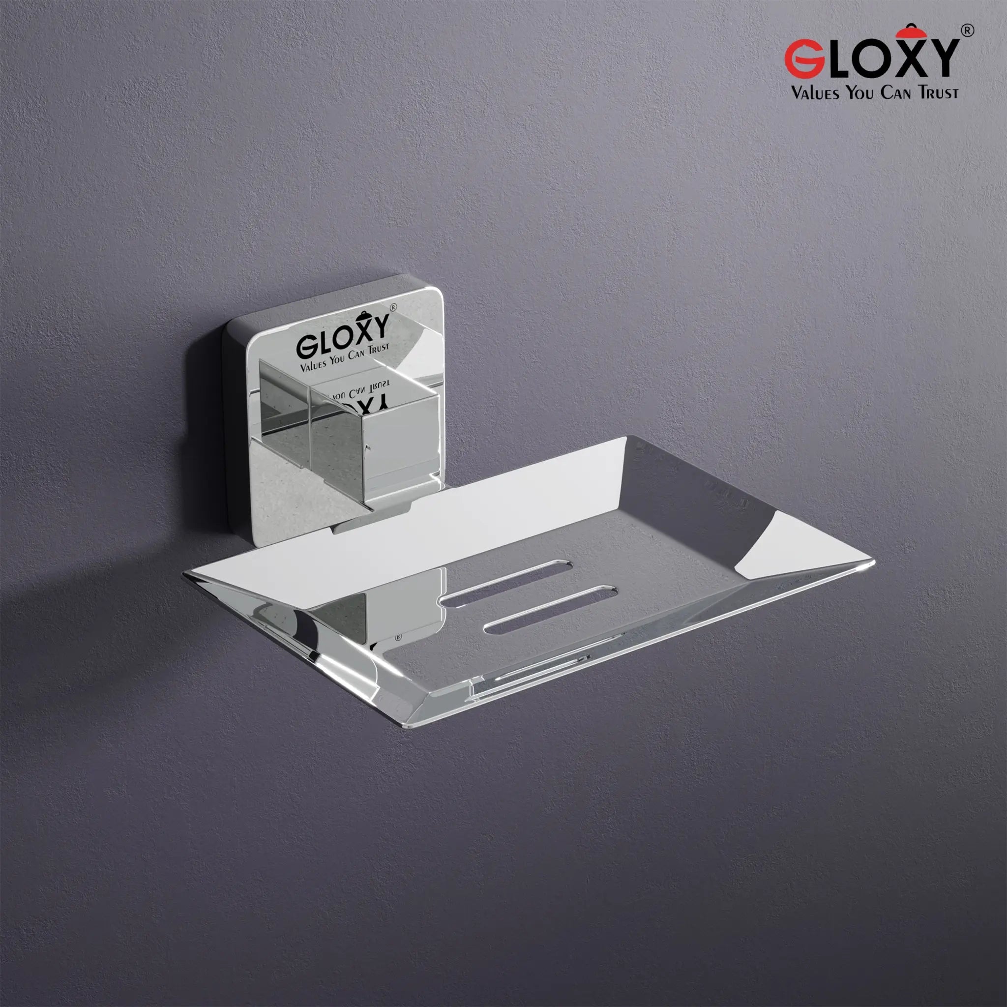 Stainless Steel Square Shape Single Soap Holder- by GLOXY®