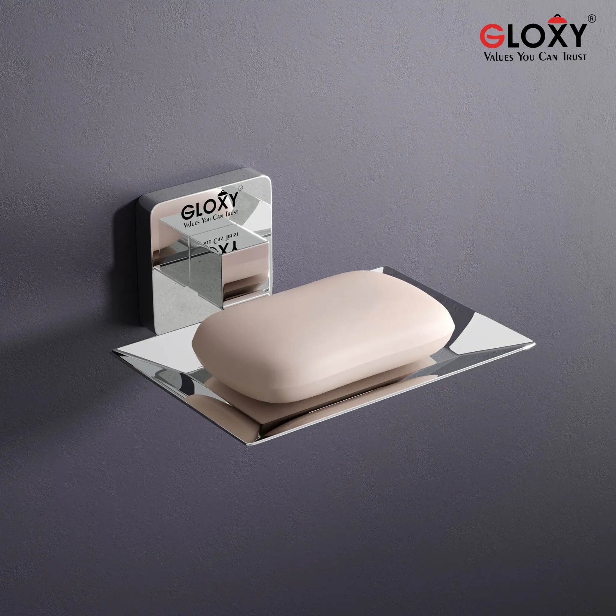 Stainless Steel Square Shape Single Soap Holder- by GLOXY®