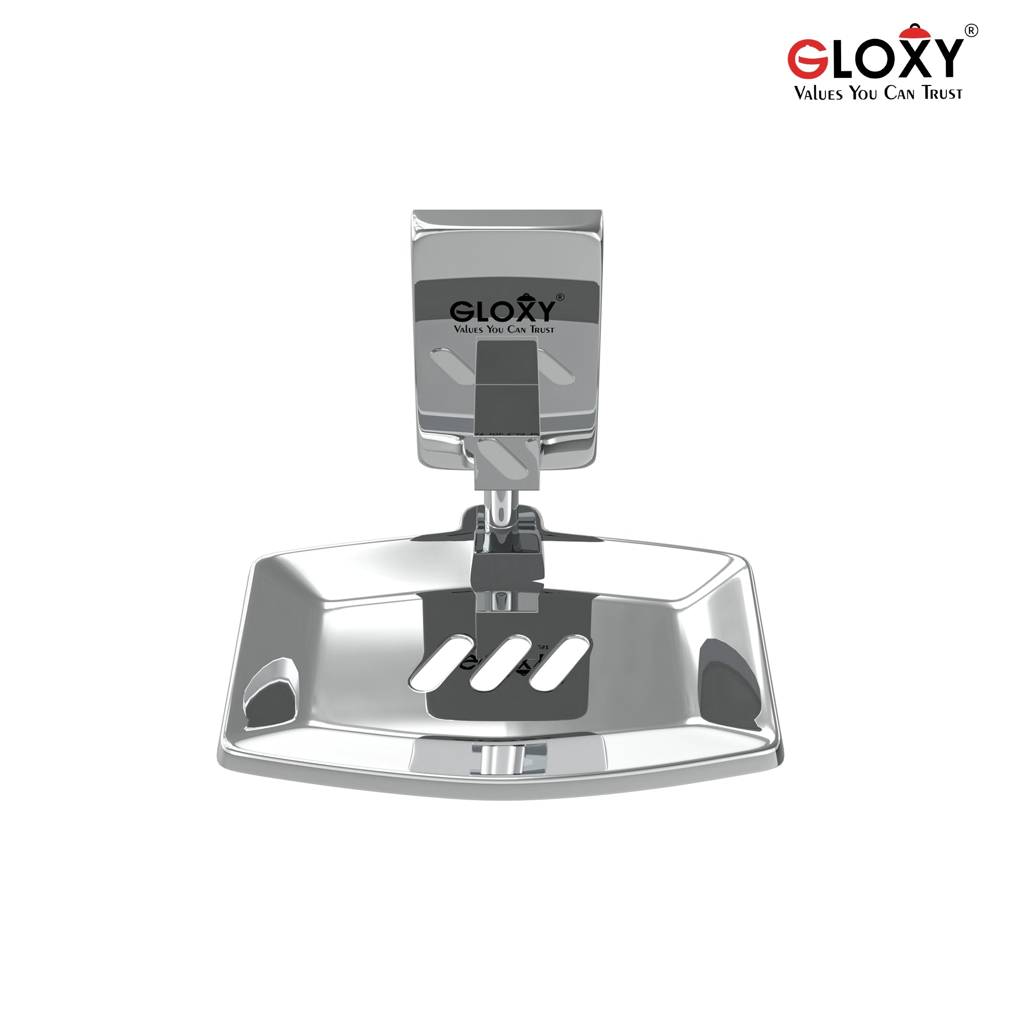 Gloxy Square Shape Stainless Steel 202 Grade Chrome Finish Single Soap Holder