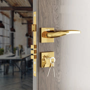 Gloxy Venso Series Gold Finish Mortise Main Door key Lock With Handle
