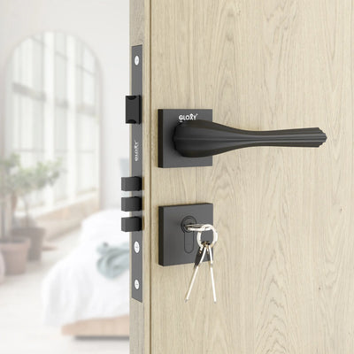 Gloxy Forta Series Black Finish Mortise Main Door Key Lock With Handle