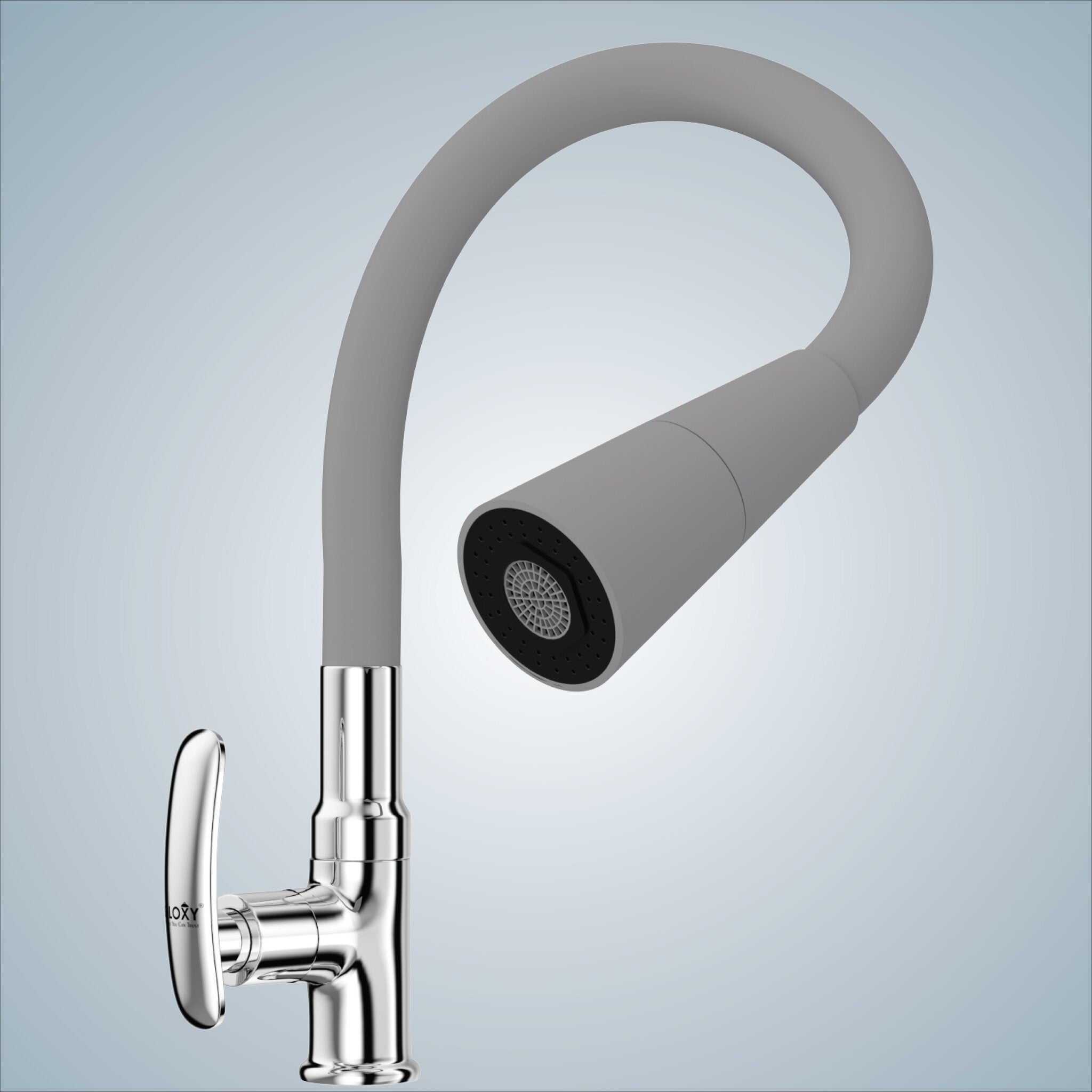 Gloxy Riva Series Dual Flow Brass Deck Mount 360° Flexible Swivel Faucet-Grey Finish
