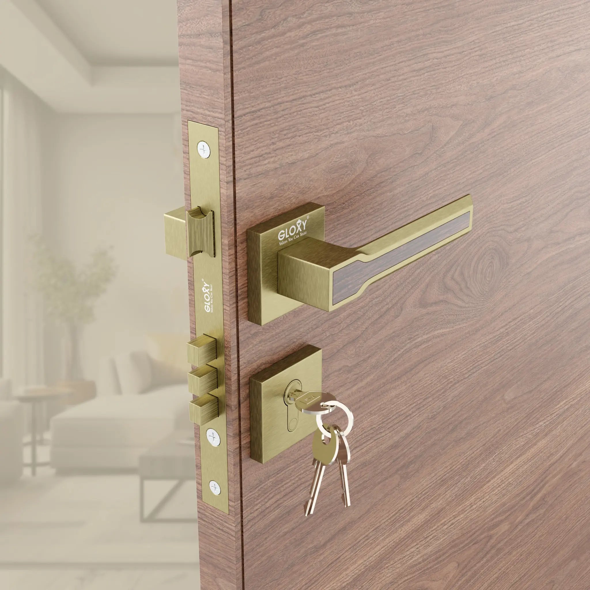 Gloxy Torin Series Antique Finish Mortise Main Door key Lock With Handle