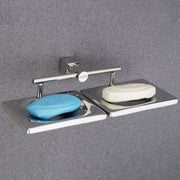 Gloxy Squar Shape Stainless Steel 304 Grade Chrome Finish Double Soap Holder