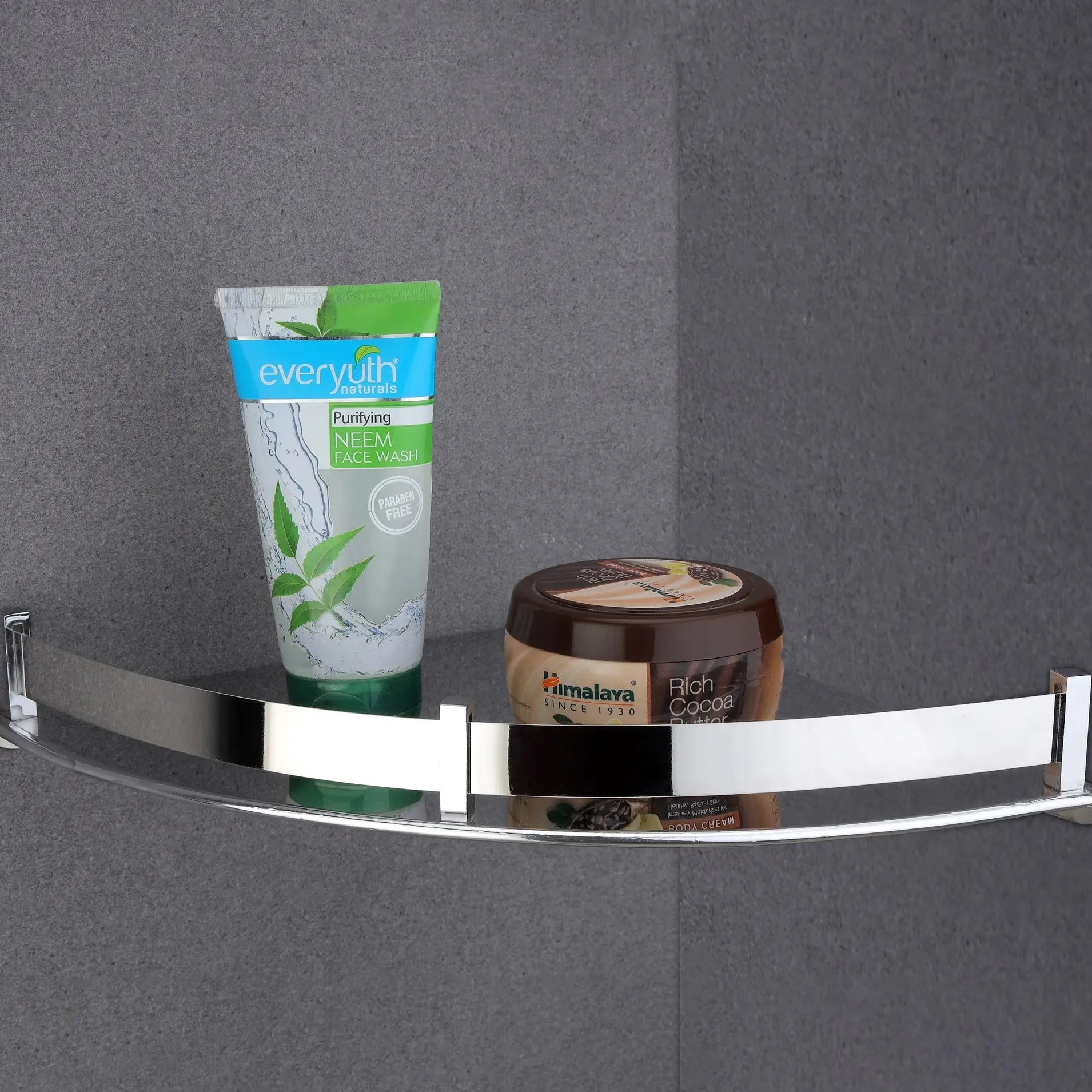Gloxy Stainless Steel 1-Layer Chrome Finish Bathroom Corner Shelf