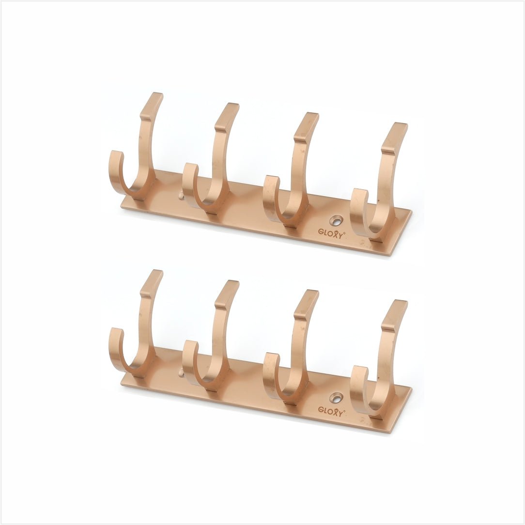 Rose Gold Door Back Hanger khutti Hooks Plate in Mor Shape Aluminium Wall Mounting