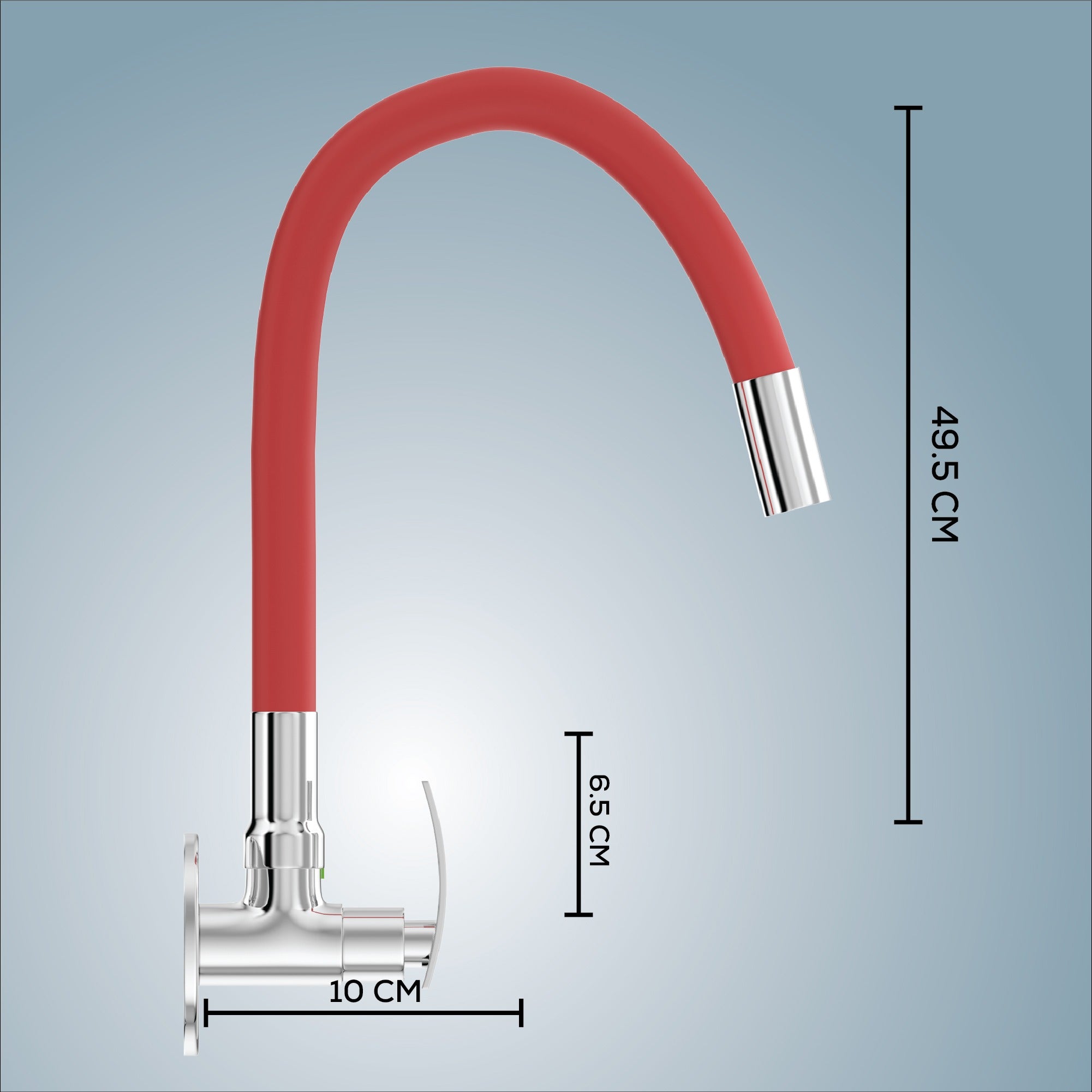 Gloxy Touch Series Singel Flow Brass Wall Mount 360° Flexible Swivel Faucet – Red Finish