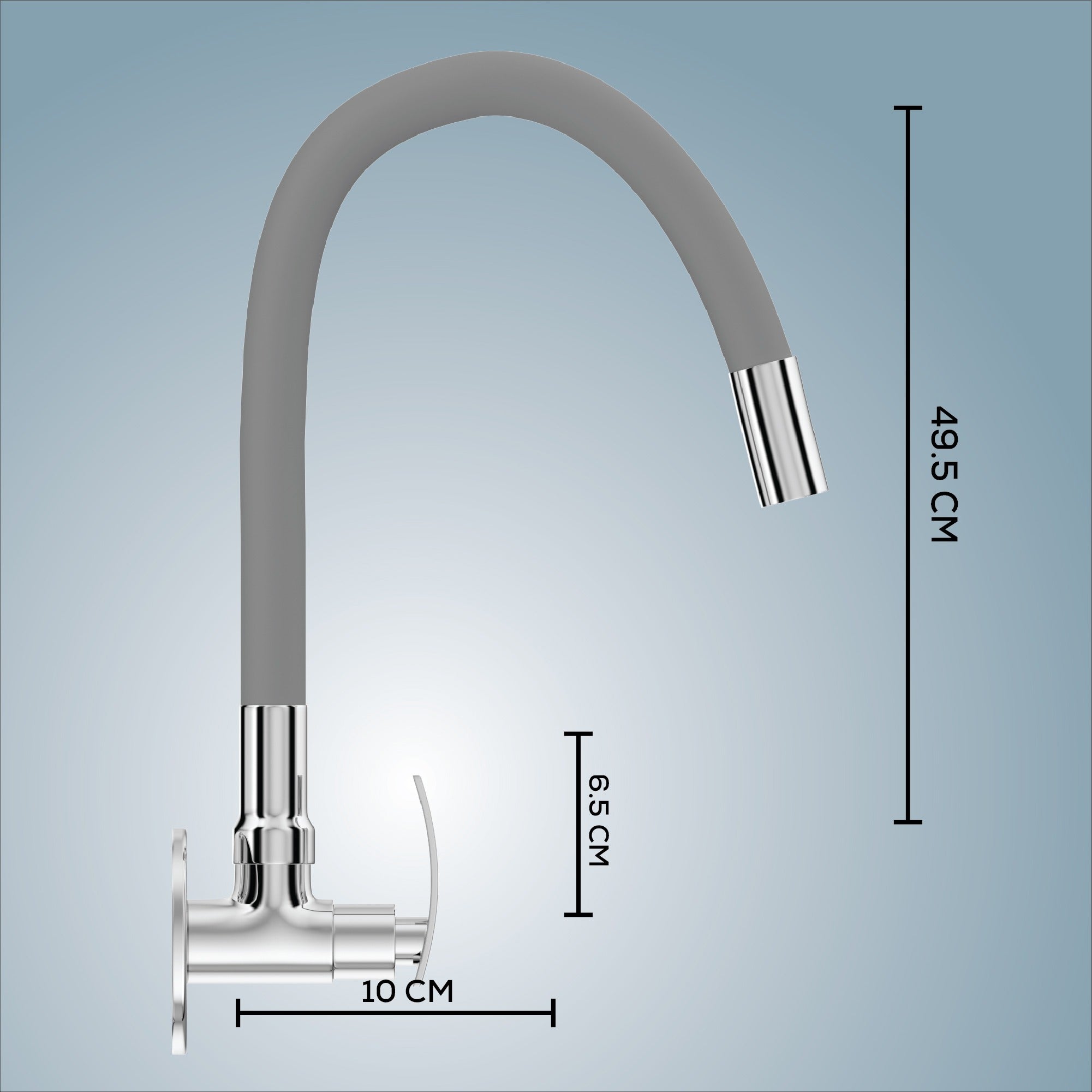 Gloxy Touch Series Singel Flow Brass Wall Mount 360° Flexible Swivel Faucet – Grey Finish