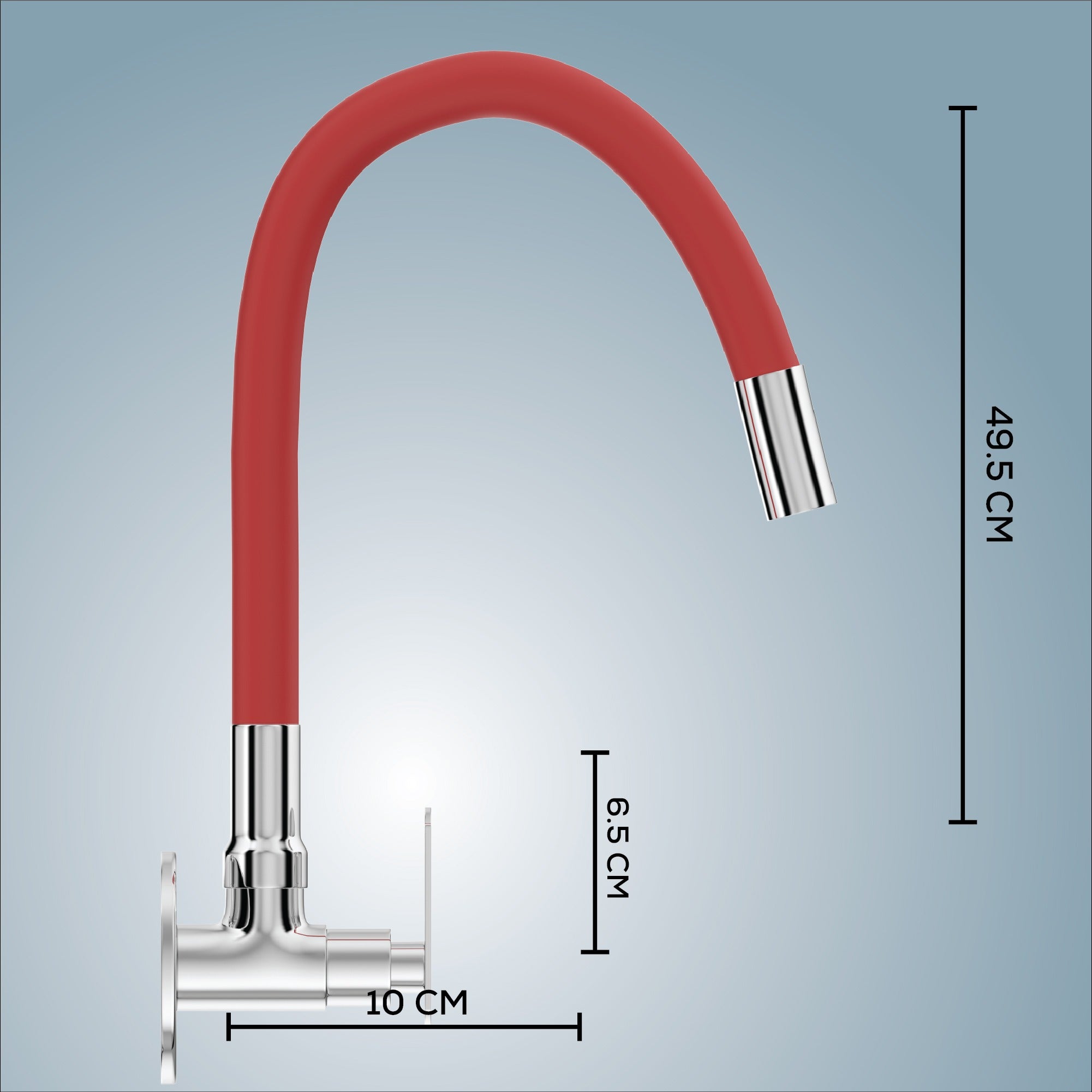 Gloxy Jet+ Series Singel Flow Brass Wall Mount 360° Flexible Swivel Faucet – Red Finish