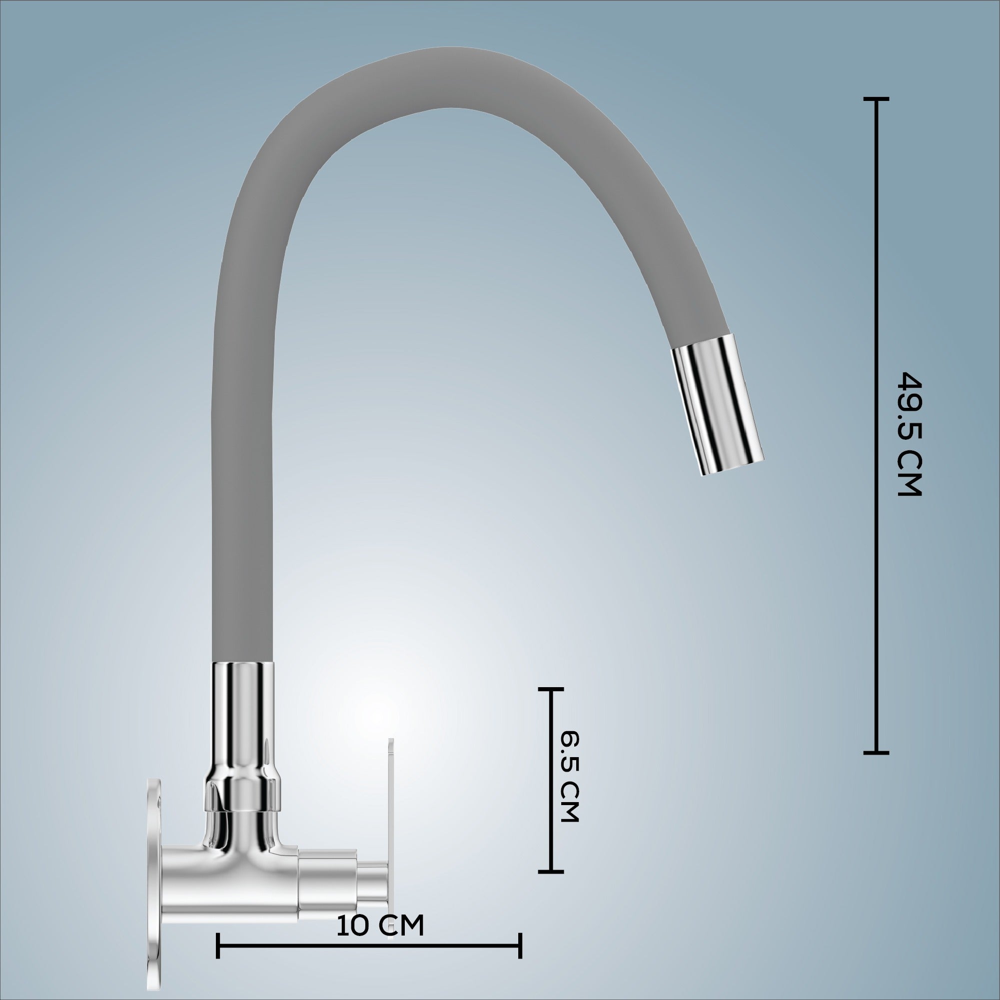 Gloxy Jet+ Series Singel Flow Brass Wall Mount 360° Flexible Swivel Faucet – Grey Finish