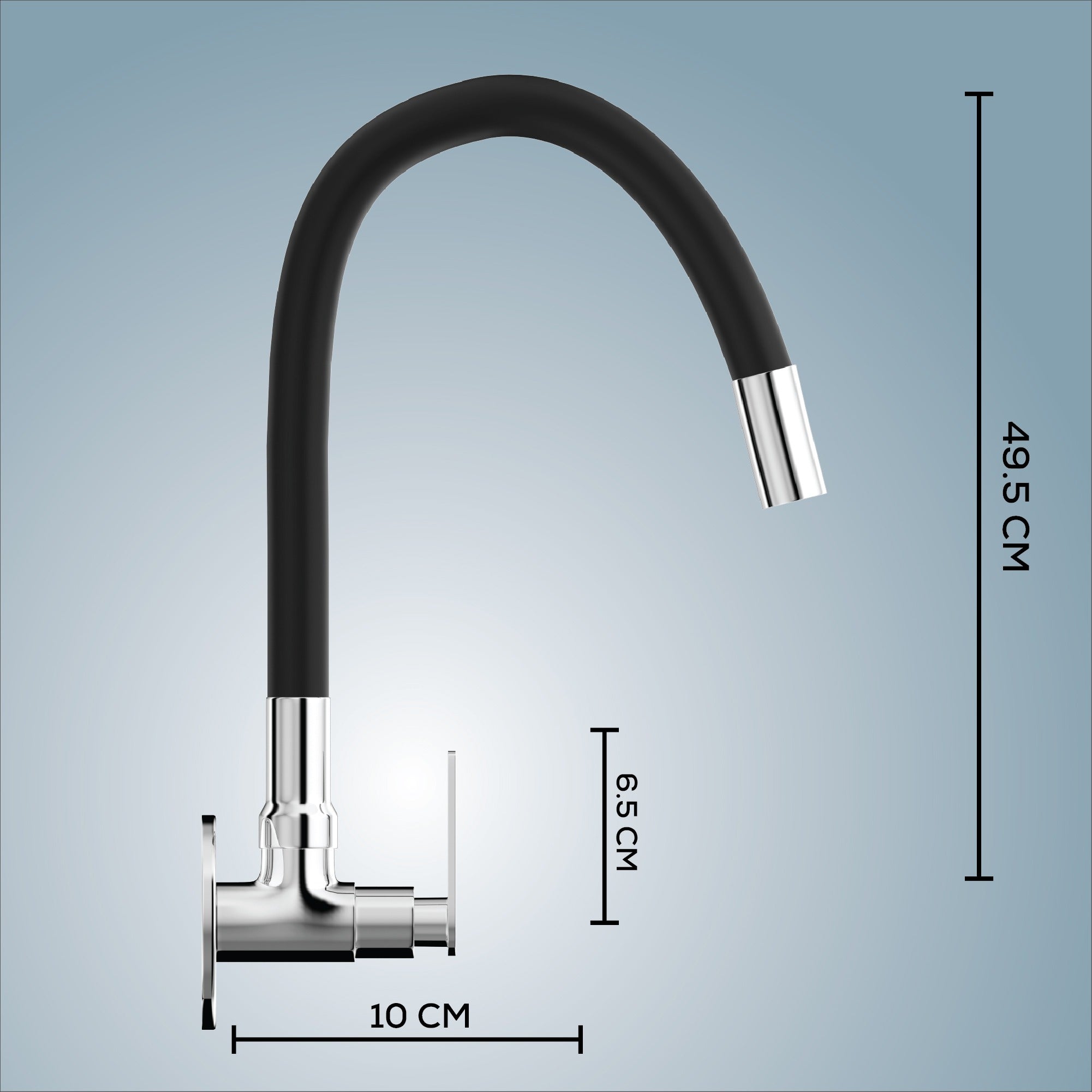 Gloxy Nano Series Singel Flow Brass Wall Mount 360° Flexible Swivel Faucet – Black Finish