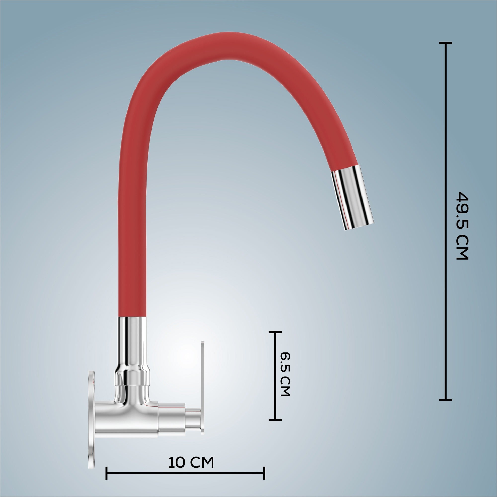 Gloxy Nano Series Singel Flow Brass Wall Mount 360° Flexible Swivel Faucet – Red Finish