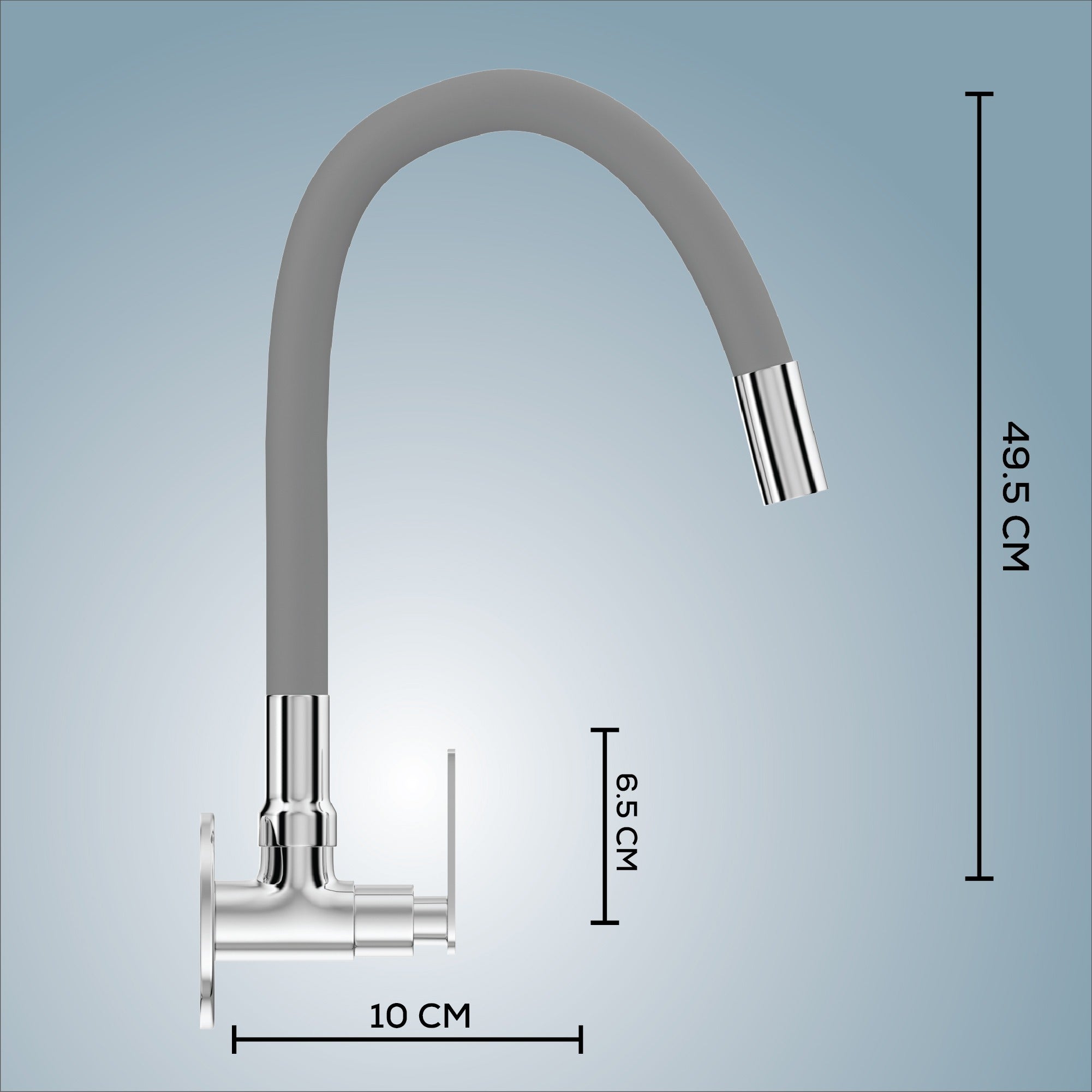 Gloxy Nano Series Singel Flow Brass Wall Mount 360° Flexible Swivel Faucet – Grey Finish