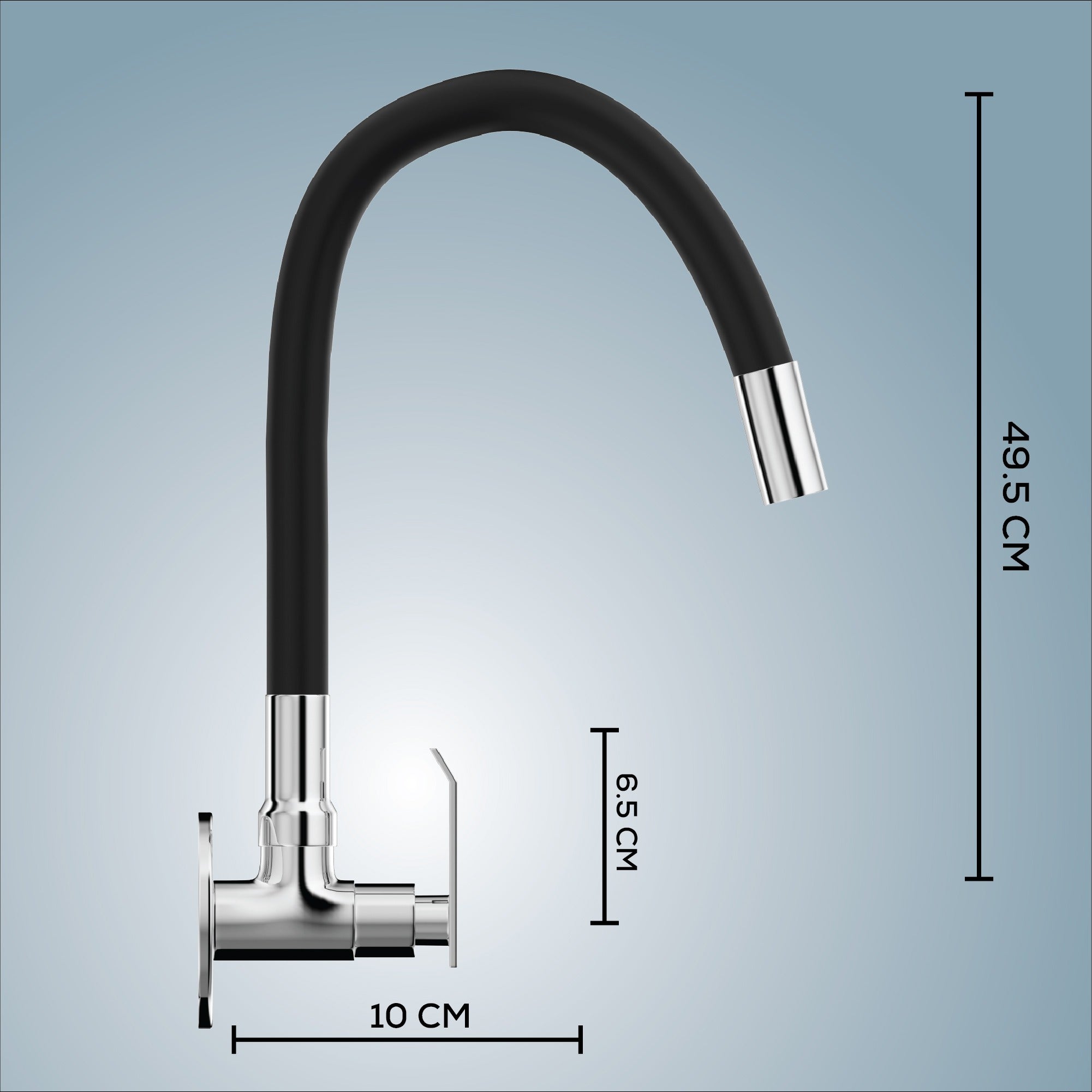 Gloxy Imperial Series Singel Flow Brass Wall Mount 360° Flexible Swivel Faucet – Black Finish