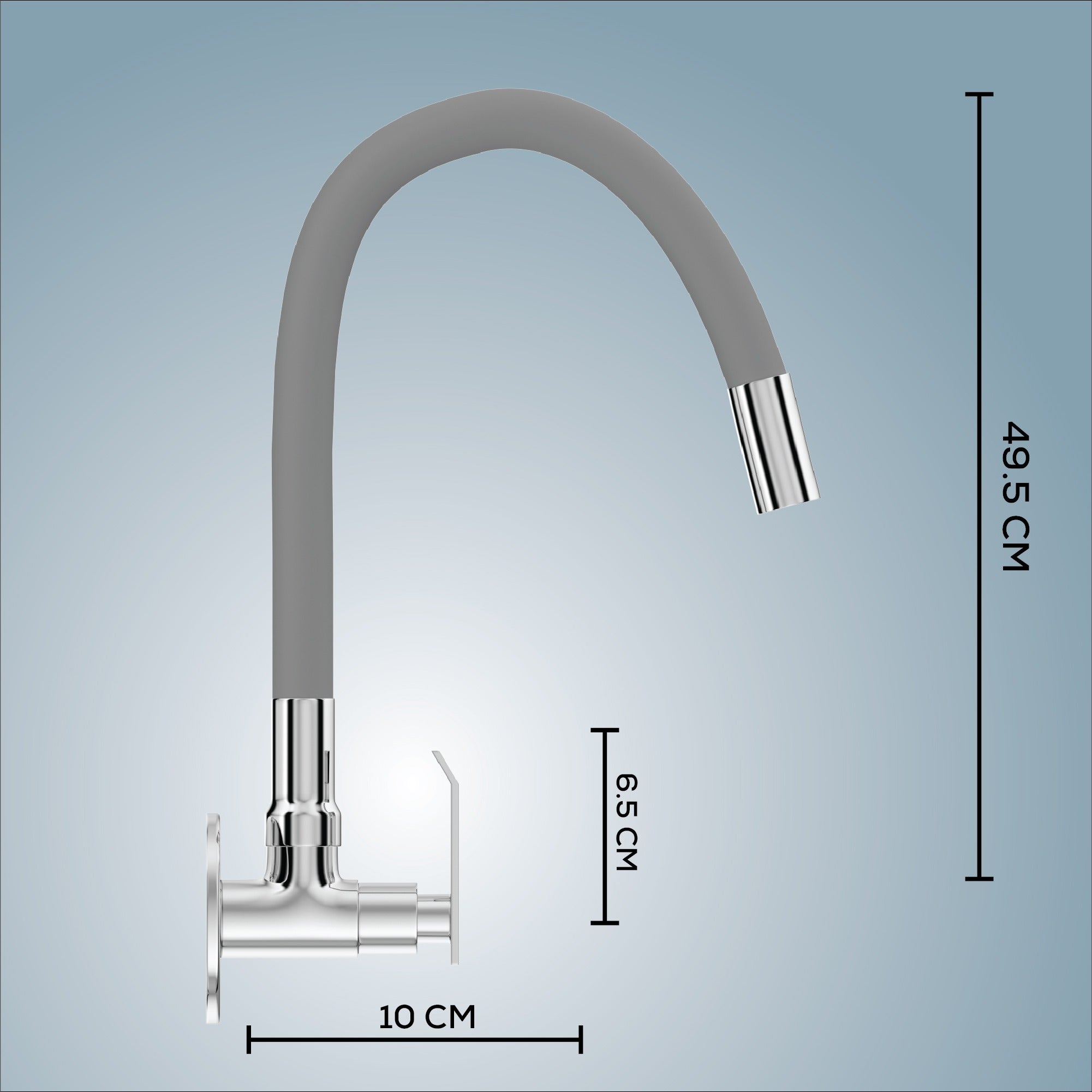 Gloxy Imperial Series Singel Flow Brass Wall Mount 360° Flexible Swivel Faucet – Grey Finish