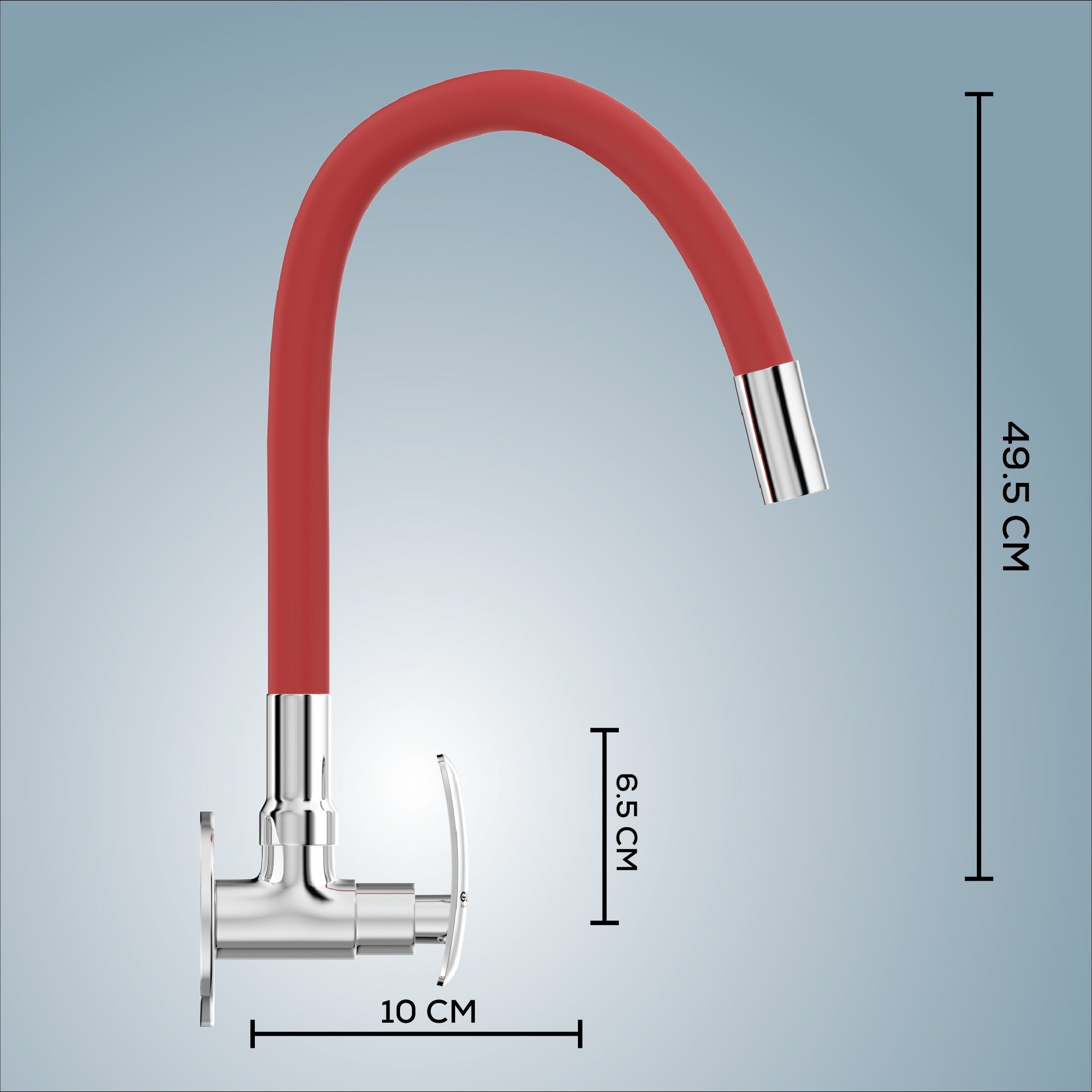 Gloxy Riva Series Singel Flow Brass Wall Mount 360° Flexible Swivel Faucet – Red Finish