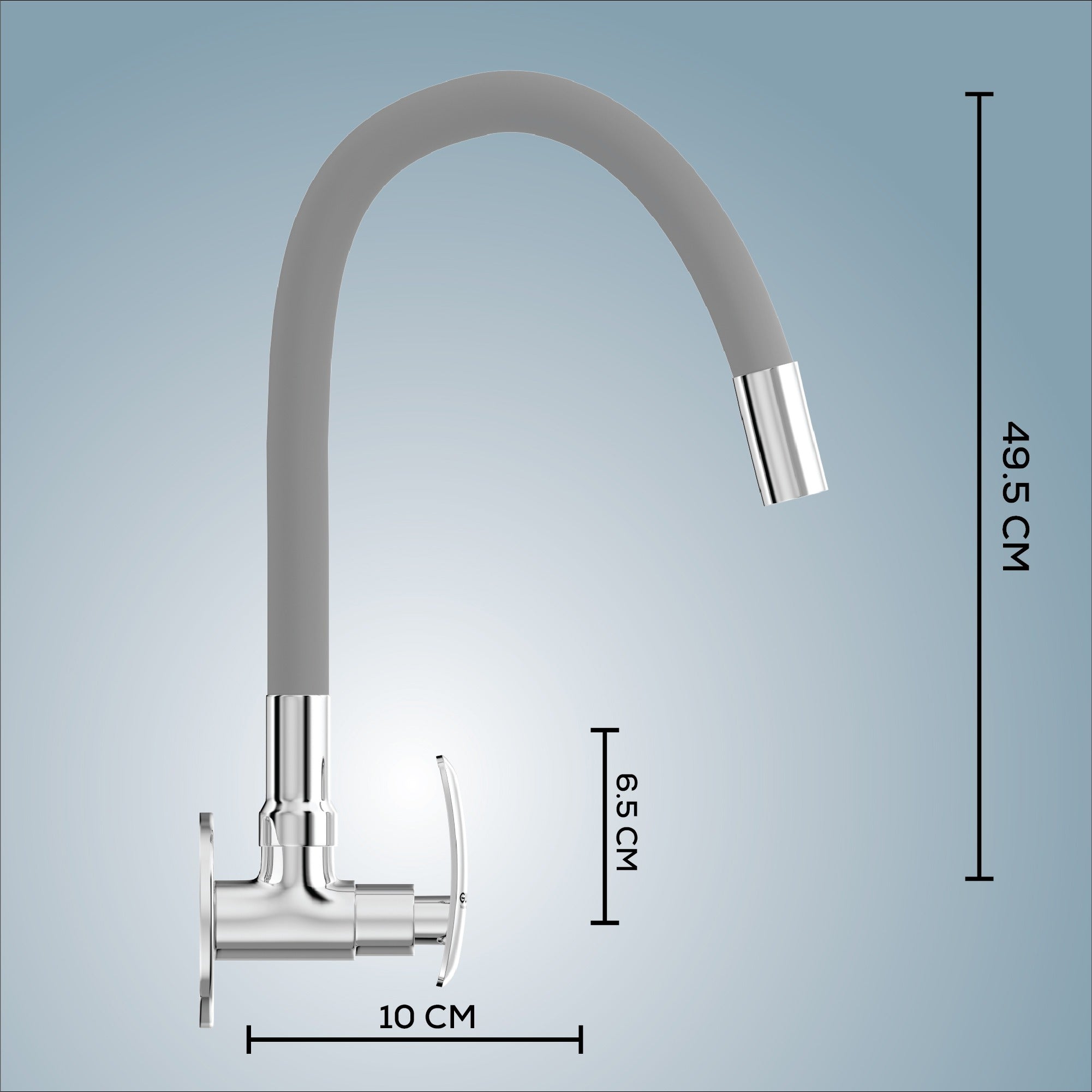 Gloxy Riva Series Singel Flow Brass Wall Mount 360° Flexible Swivel Faucet – Grey Finish