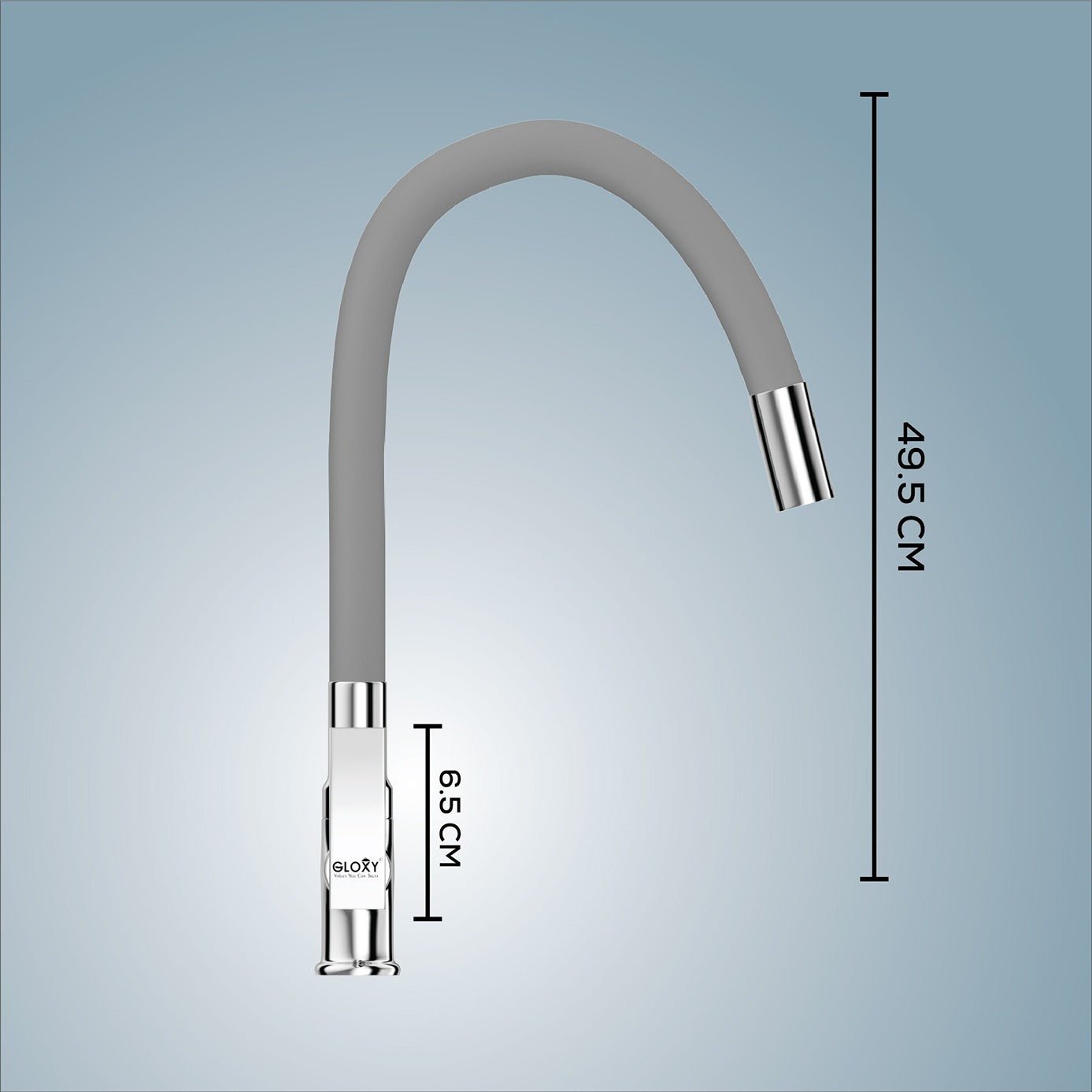 Gloxy Touch Series Singel Flow Brass Deck Mount 360° Flexible Swivel Faucet – Grey Finish