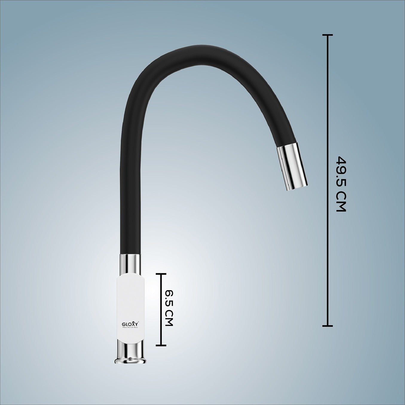 Gloxy Jet+ Series Singel Flow Brass Deck Mount 360° Flexible Swivel Faucet – Black Finish