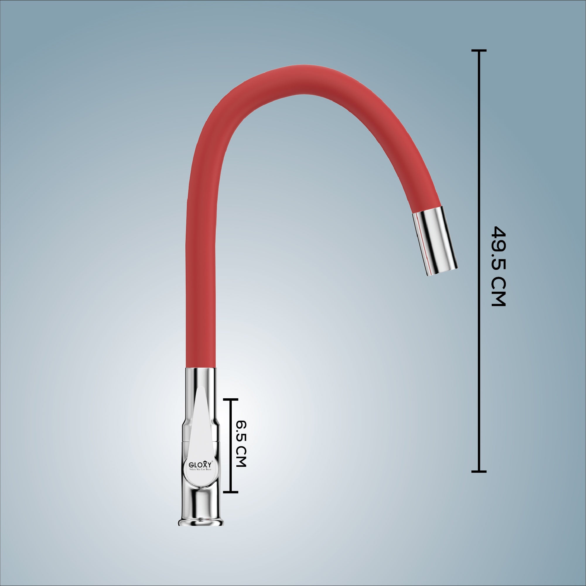 Gloxy Nano Series Singel Flow Brass Deck Mount 360° Flexible Swivel Faucet – Red Finish