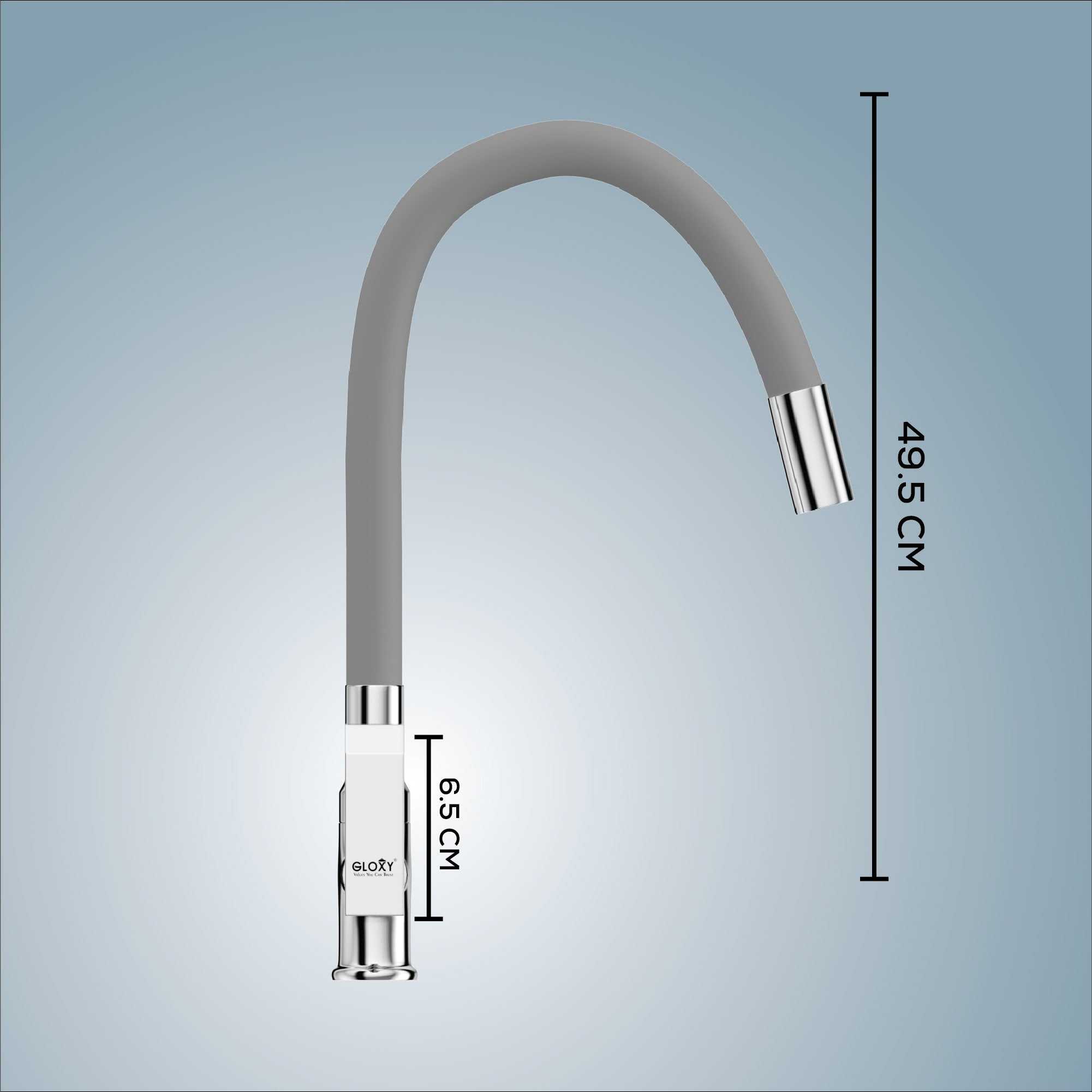 Gloxy Imperial Series Singel Flow Brass Deck Mount 360° Flexible Swivel Faucet – Grey Finish