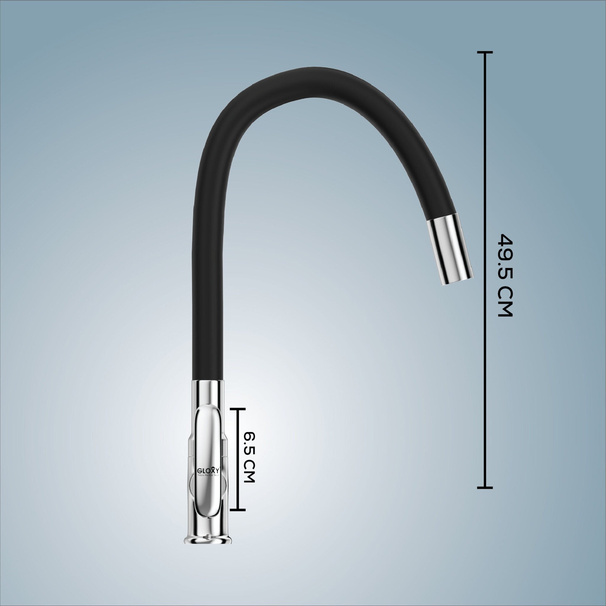 Gloxy Riva Series Singel Flow Brass Deck Mount 360° Flexible Swivel Faucet – Black Finish