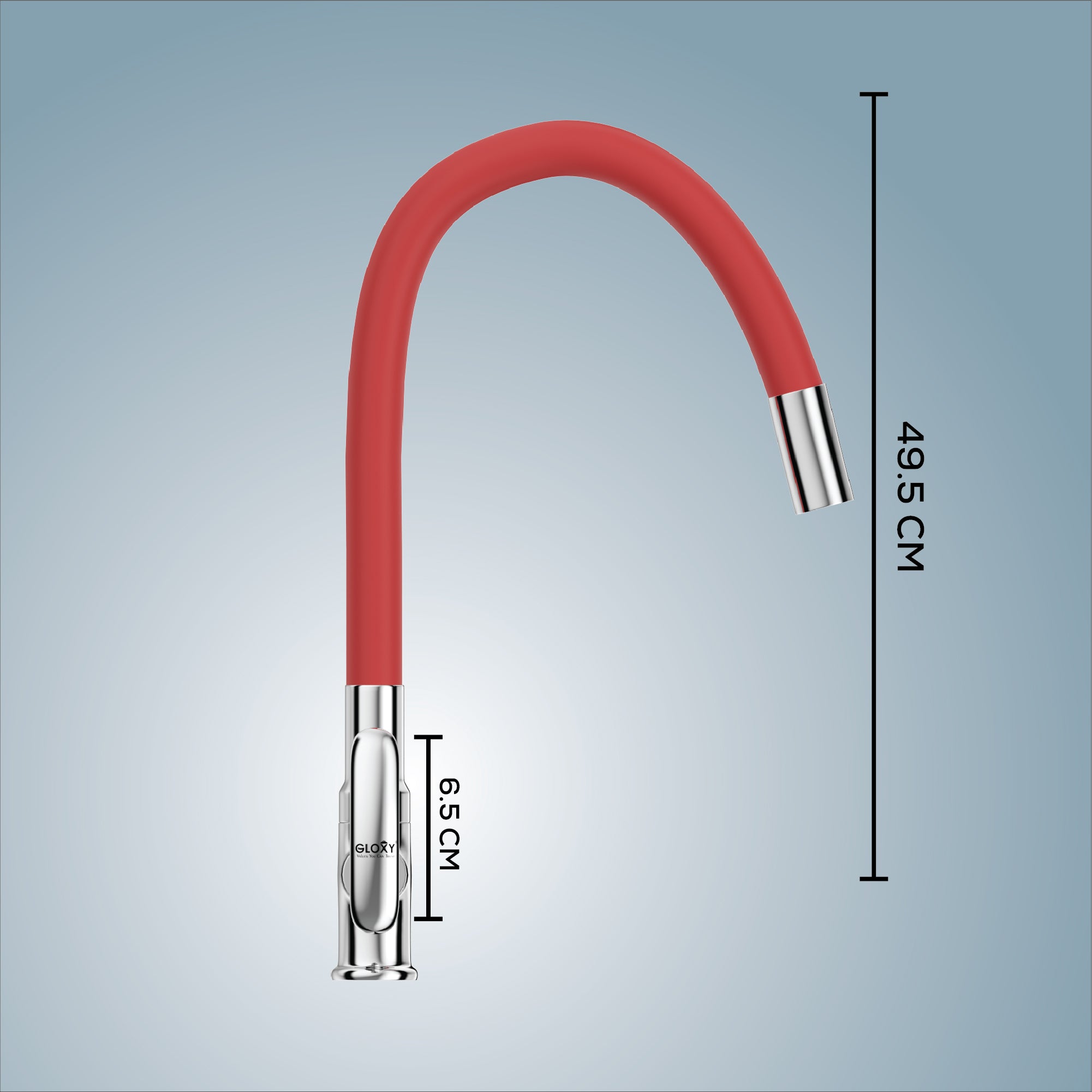 Gloxy Riva Series Singel Flow Brass Deck Mount 360° Flexible Swivel Faucet – Red Finish