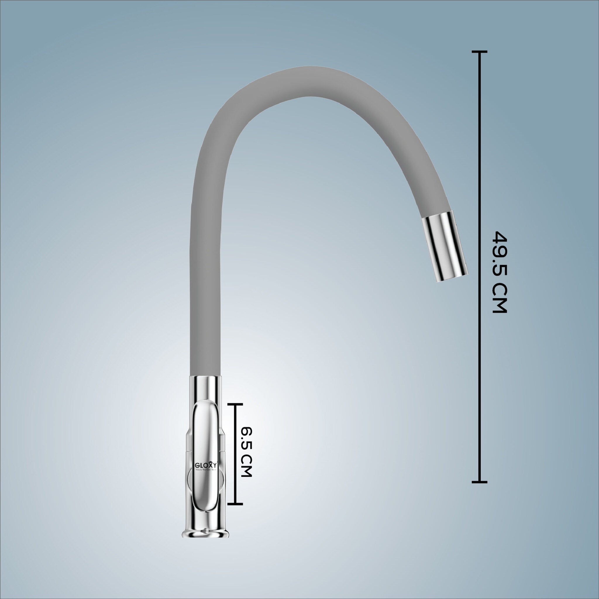 Gloxy Riva Series Singel Flow Brass Deck Mount 360° Flexible Swivel Faucet – Grey Finish