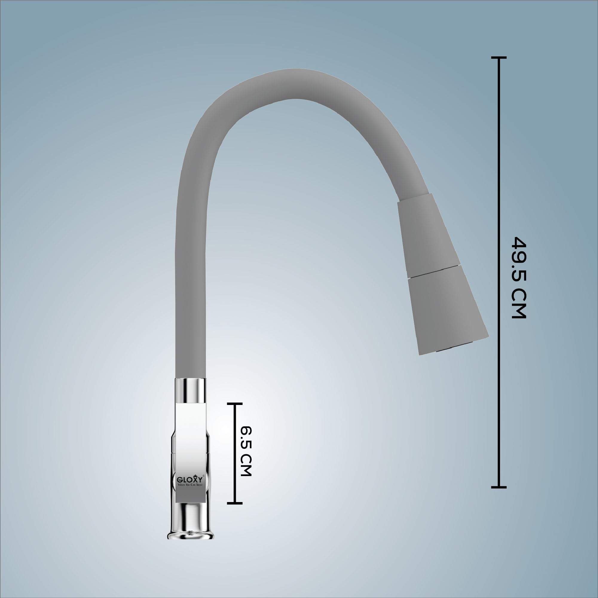 Gloxy Touch Series Dual Flow Brass Deck Mount 360° Flexible Swivel Faucet – Grey Finish