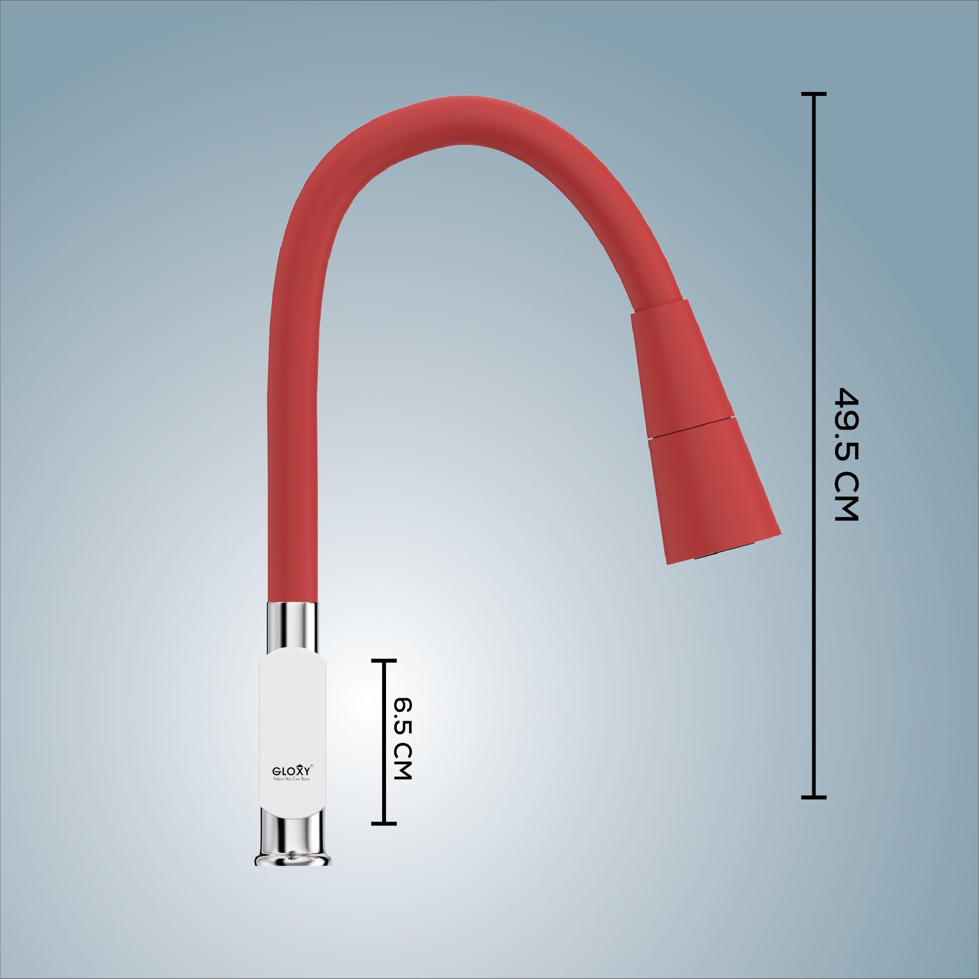 Gloxy Jet+ Series Dual Flow Brass Deck Mount 360° Flexible Swivel Faucet-Red Finish
