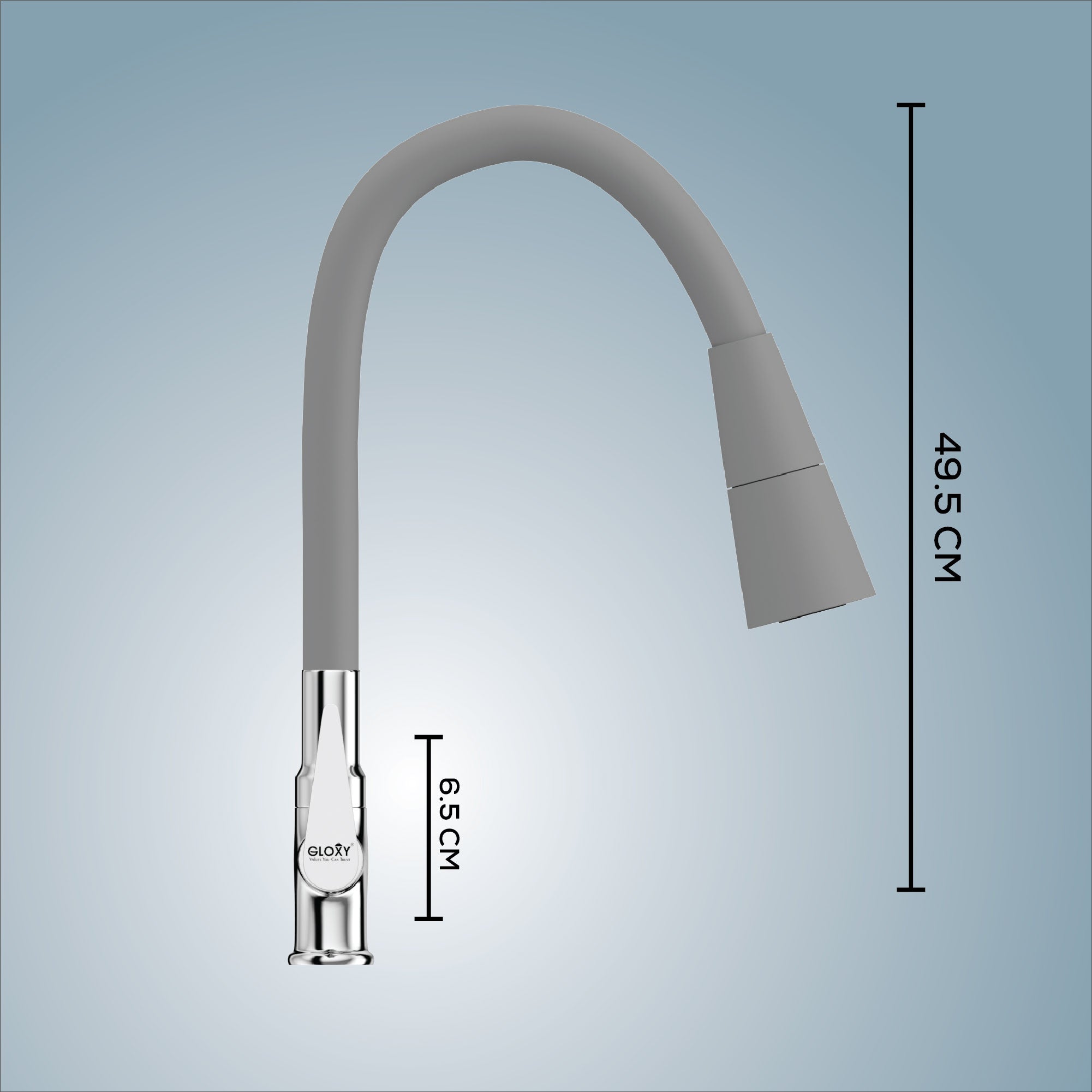 Gloxy Nano Series Dual Flow Brass Deck Mount 360° Flexible Swivel Faucet-Grey Finish