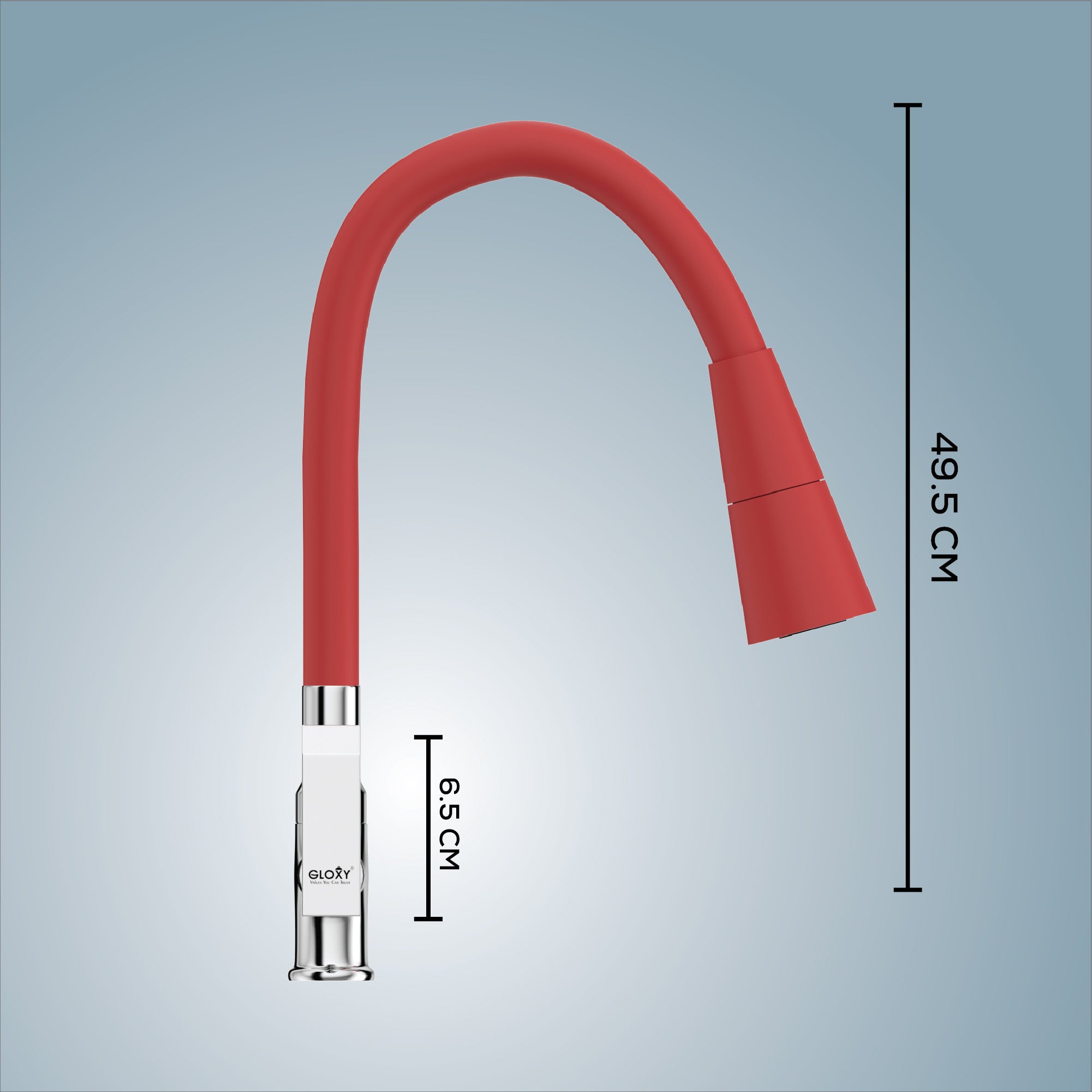 Gloxy Imperial Series Dual Flow Brass Deck Mount 360° Flexible Swivel Faucet-Red Finish