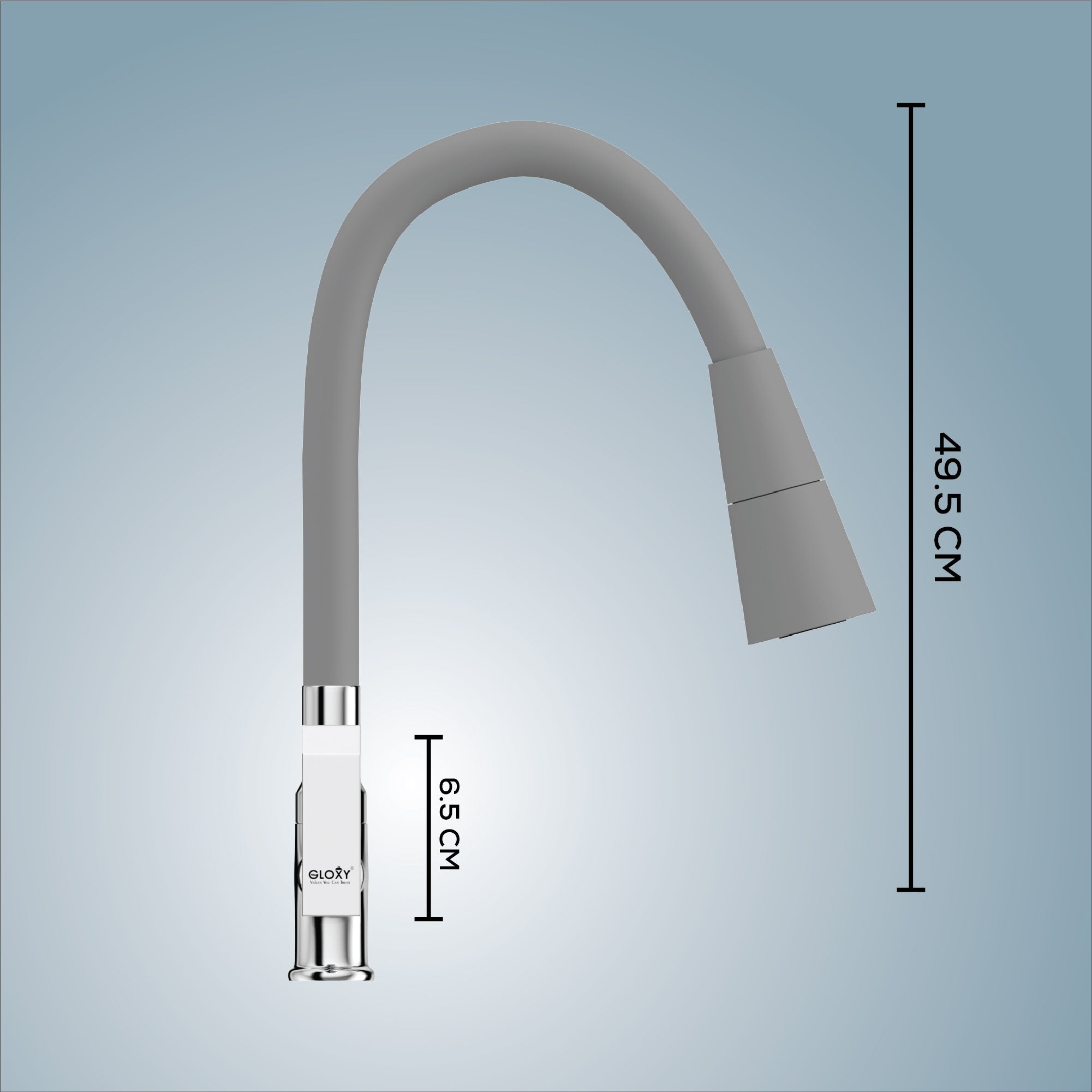 Gloxy Imperial Series Dual Flow Brass Deck Mount 360° Flexible Swivel Faucet-Grey Finish