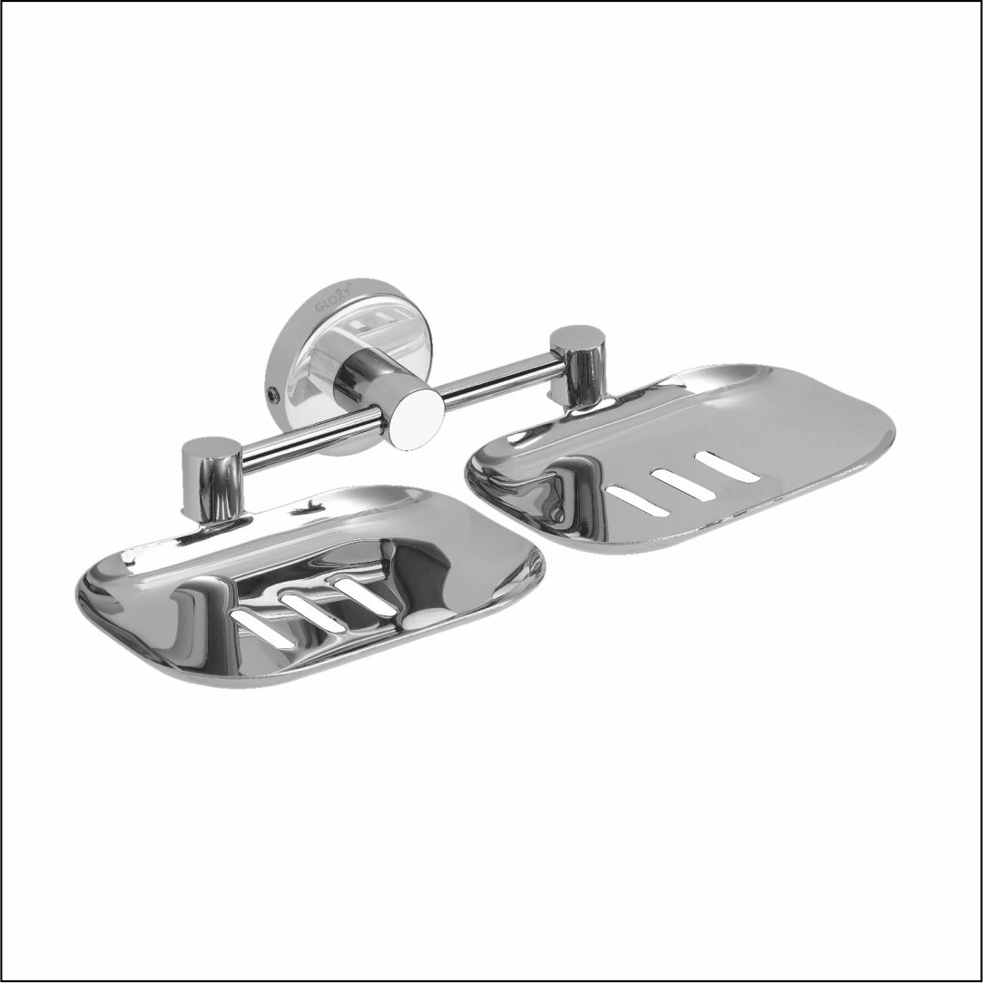 Round Stainless Steel Double Soap Holder for Bathroom