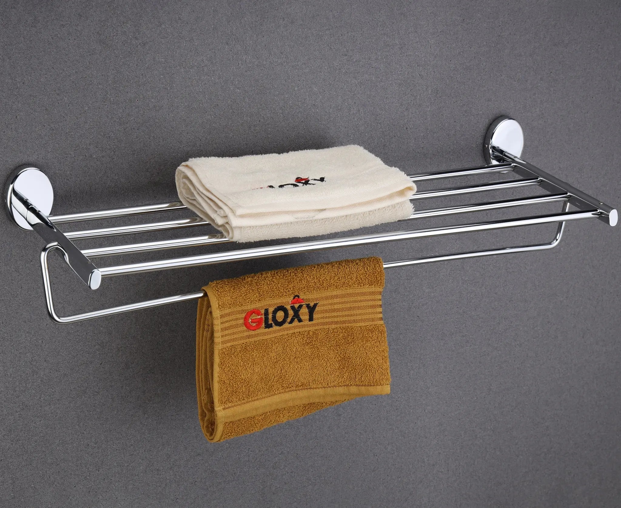Gloxy Oval Shape Stainless Steel Chrome Finsih Towel Rack with Towel Hanger-24 Inch